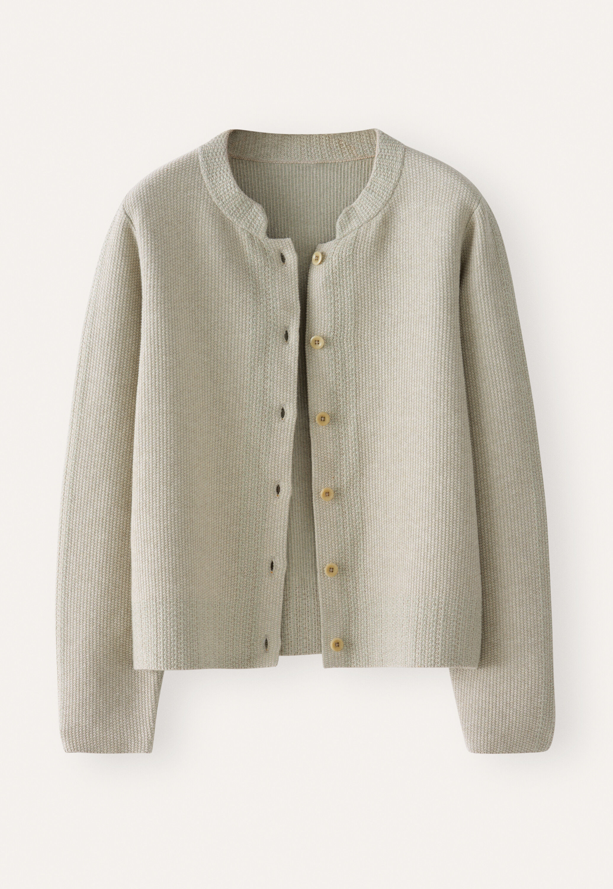 Inlay-stitch cardigan, Sage pebble, large