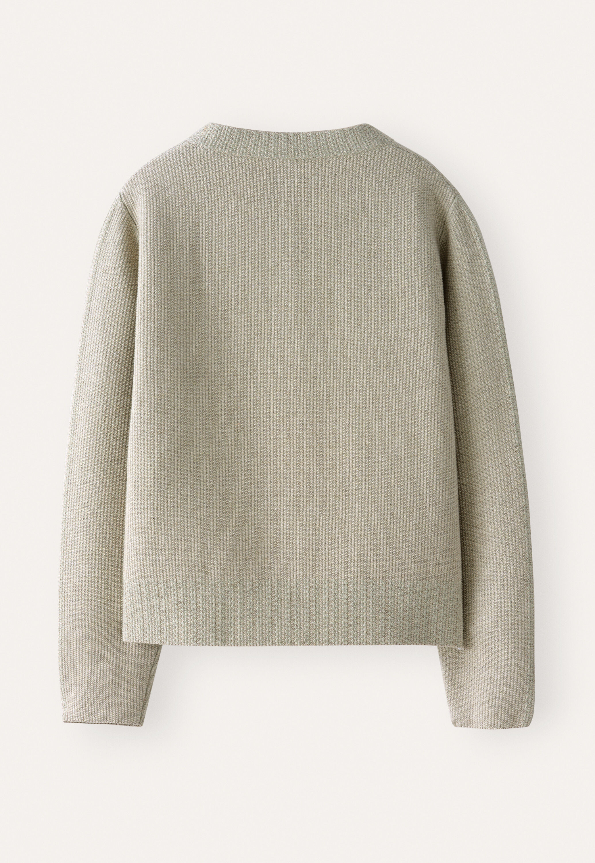 Inlay-stitch cardigan, Sage pebble, large