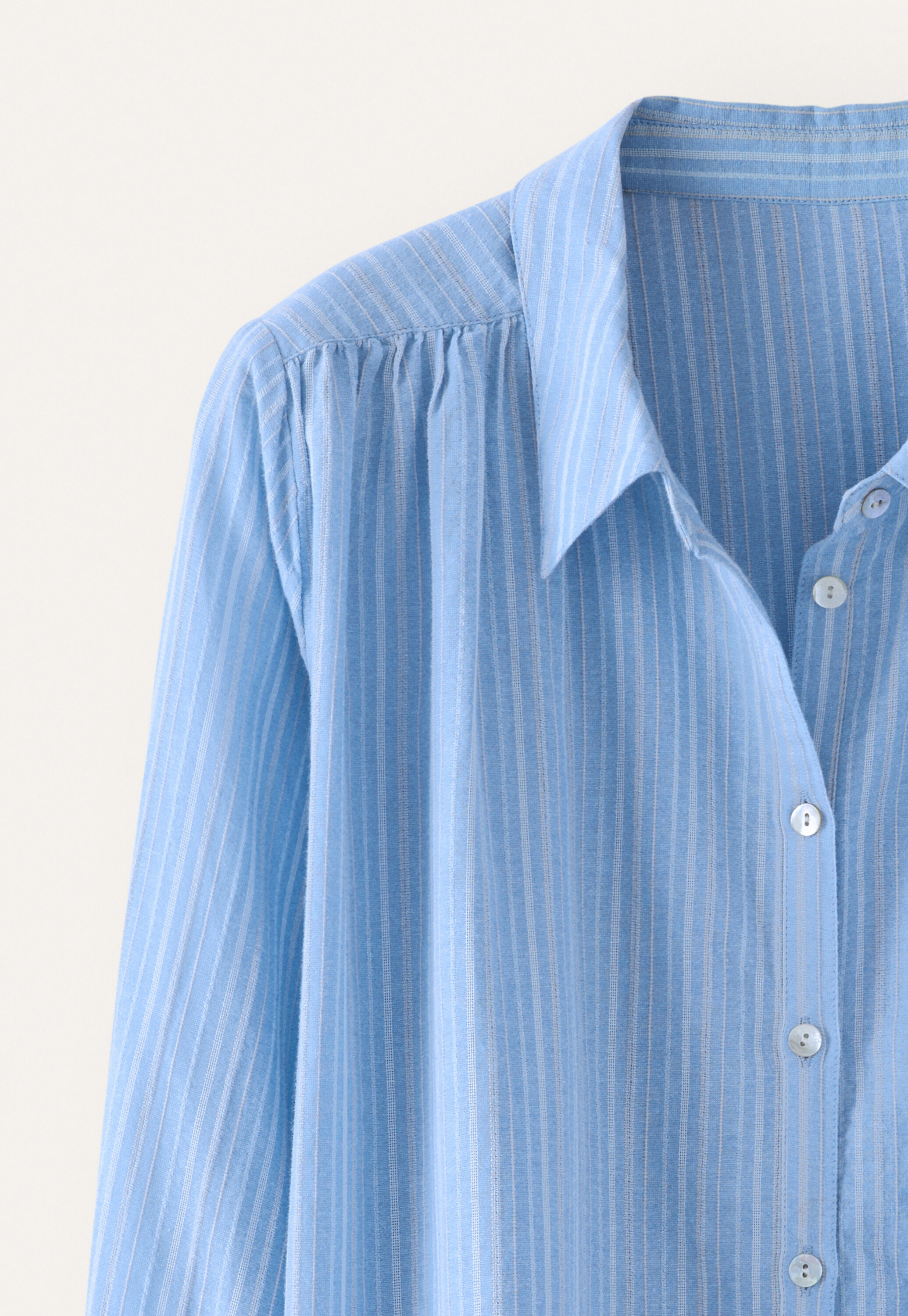 Striped blouse with gathers, Cornflower, large