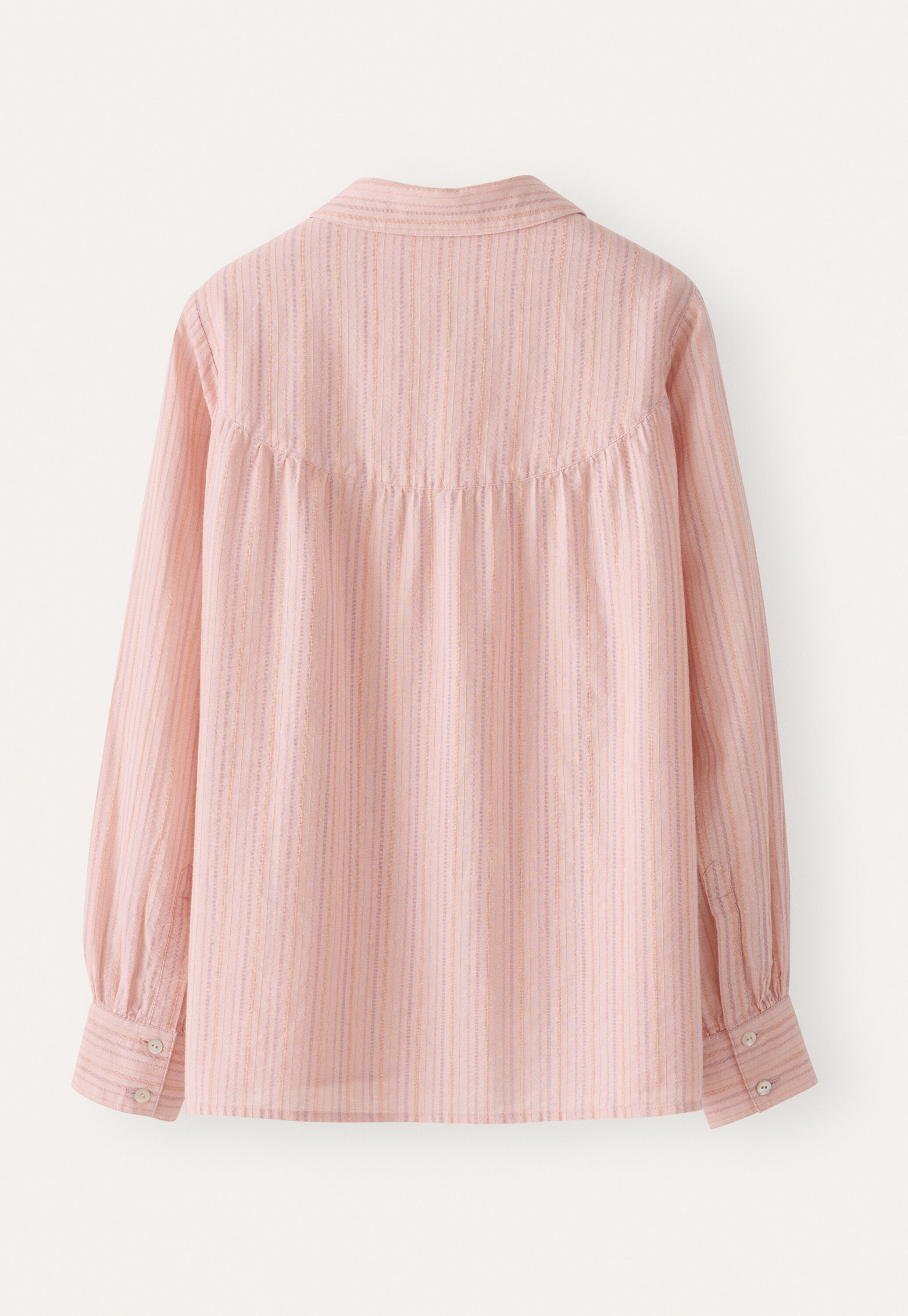 Striped blouse with gathers, Blush pink, large