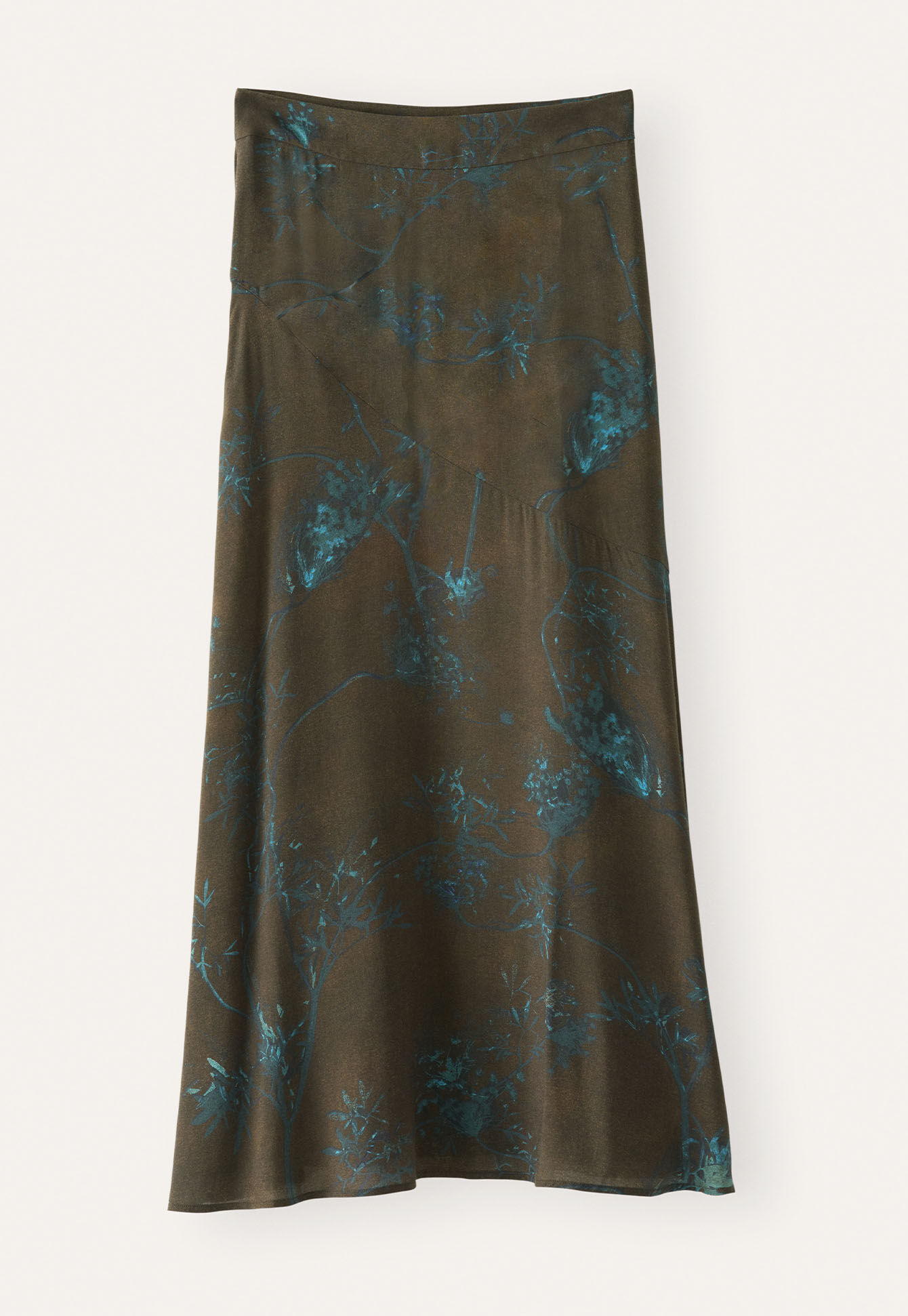 Printed long flared skirt, Dark brown, large
