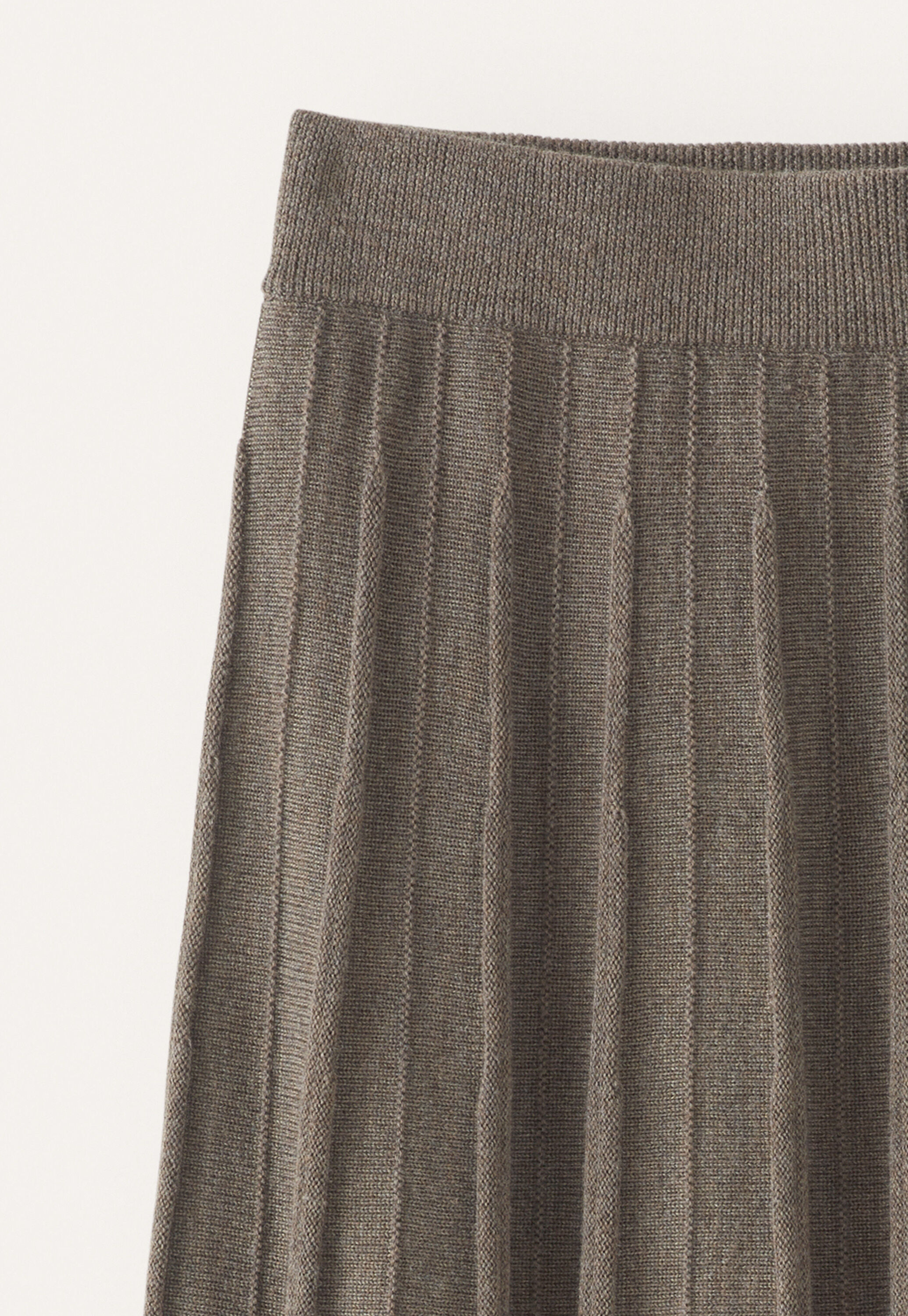 Tuck-stitch merino skirt, Taupe, large