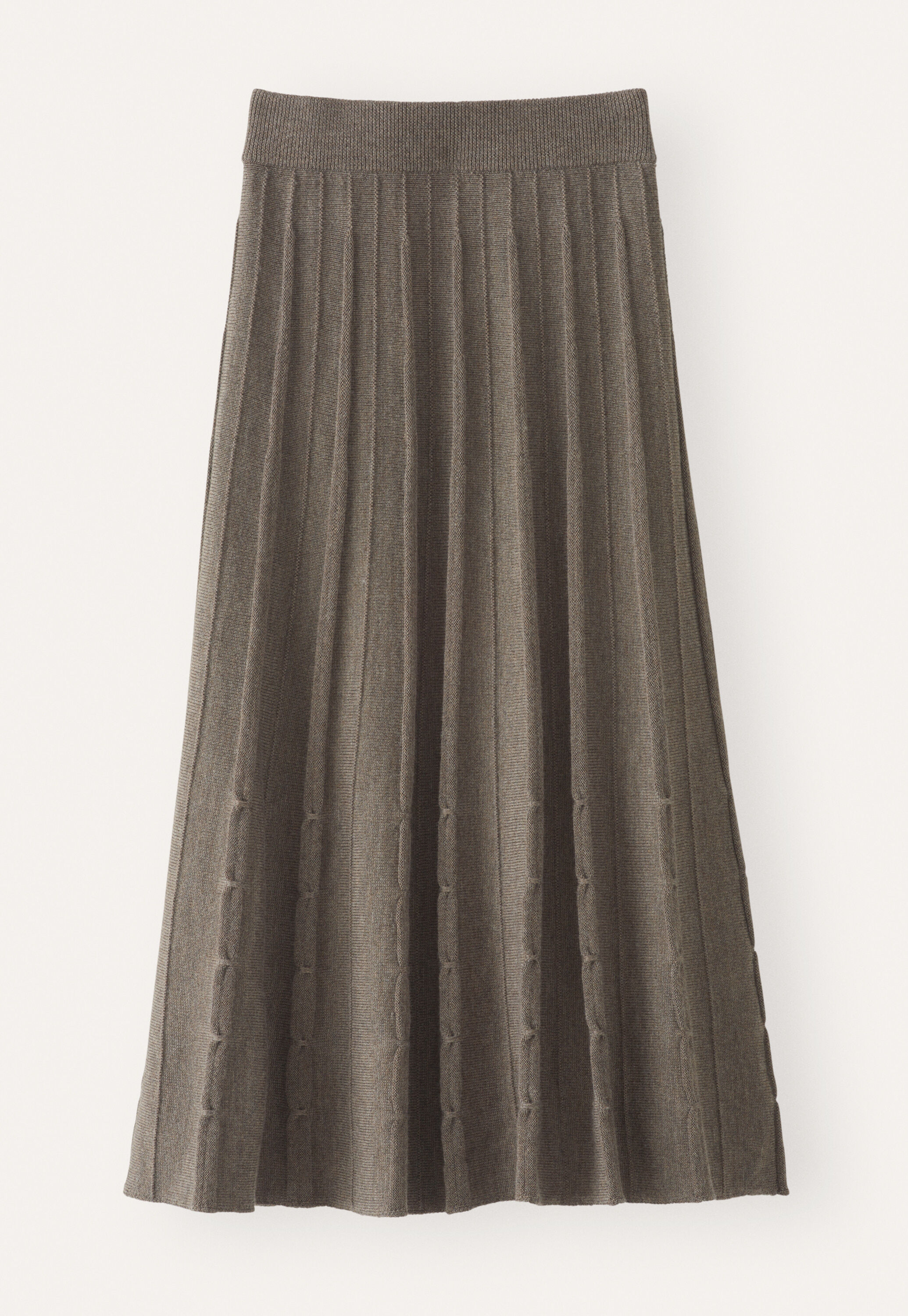 Tuck-stitch merino skirt, Taupe, large