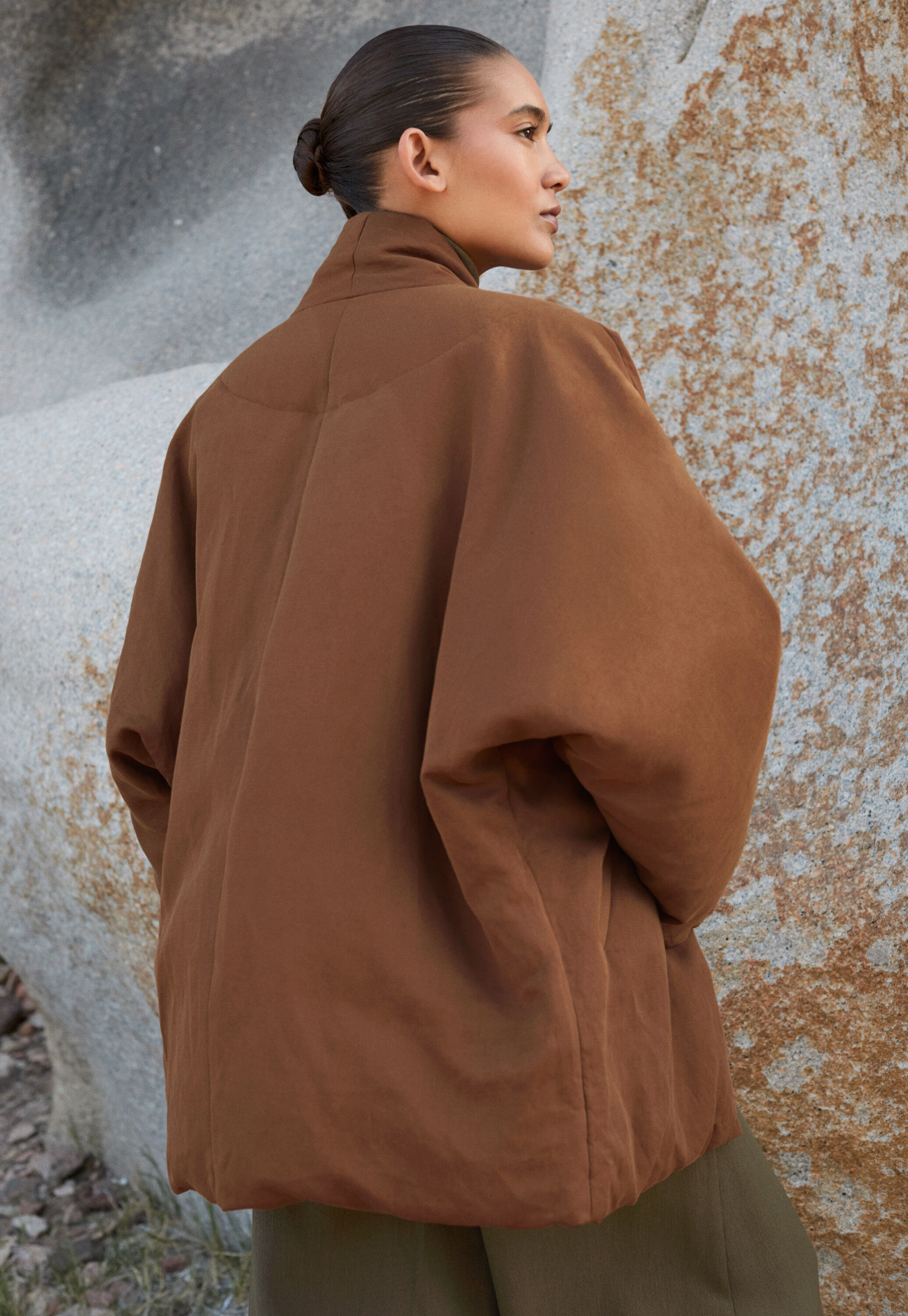 Shawl collar padded coat