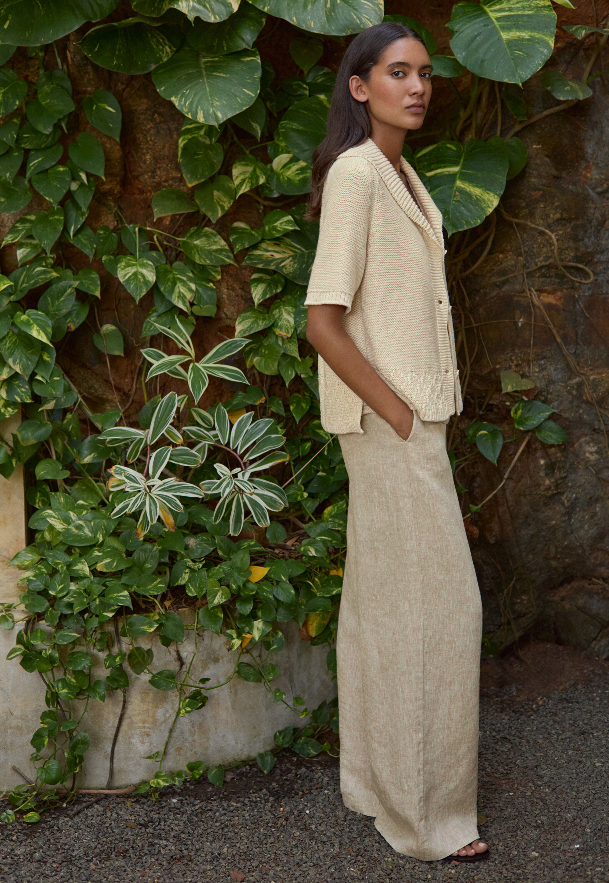 Shawl-collar cardigan
