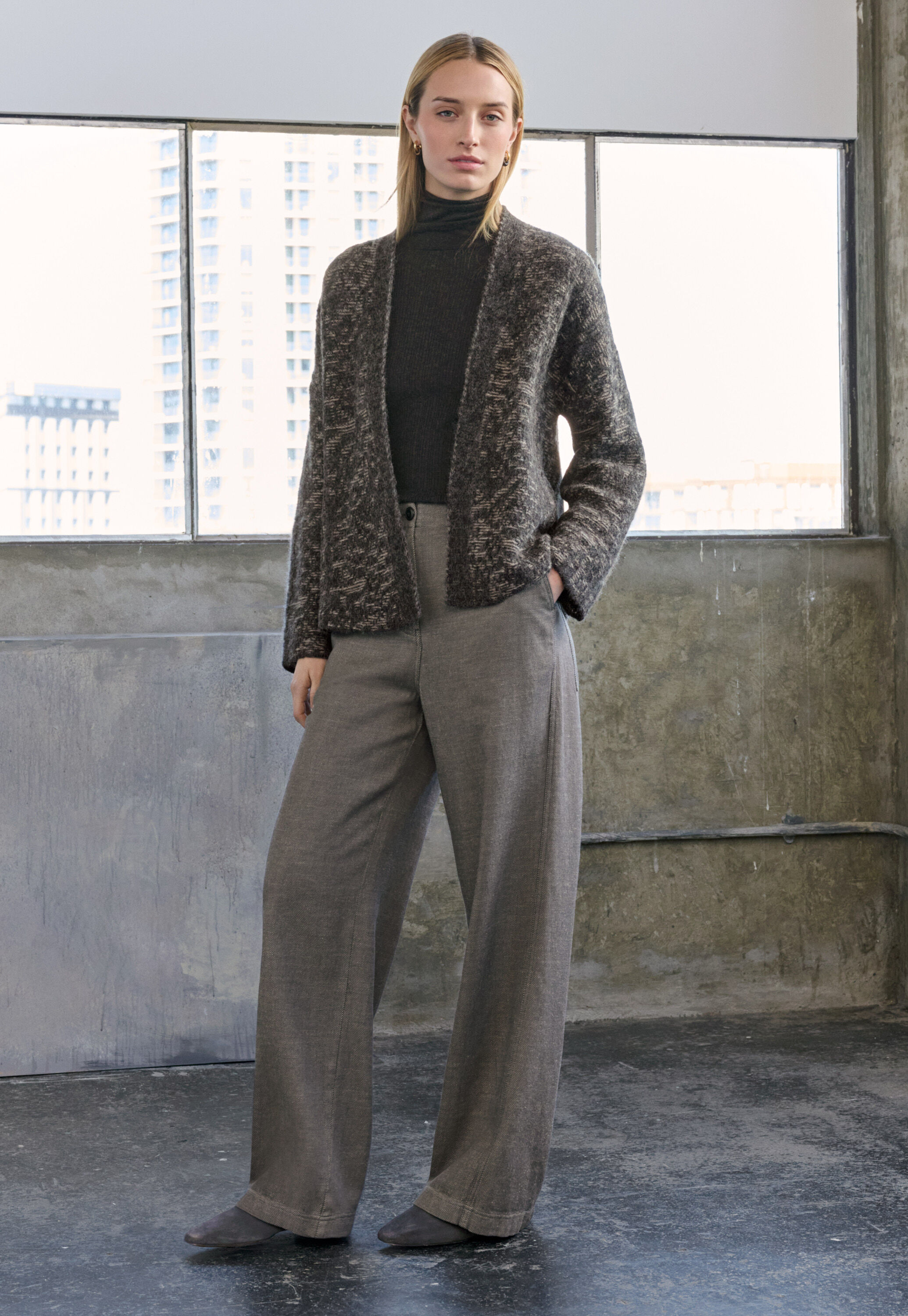 Lace-stitch kimono cardigan