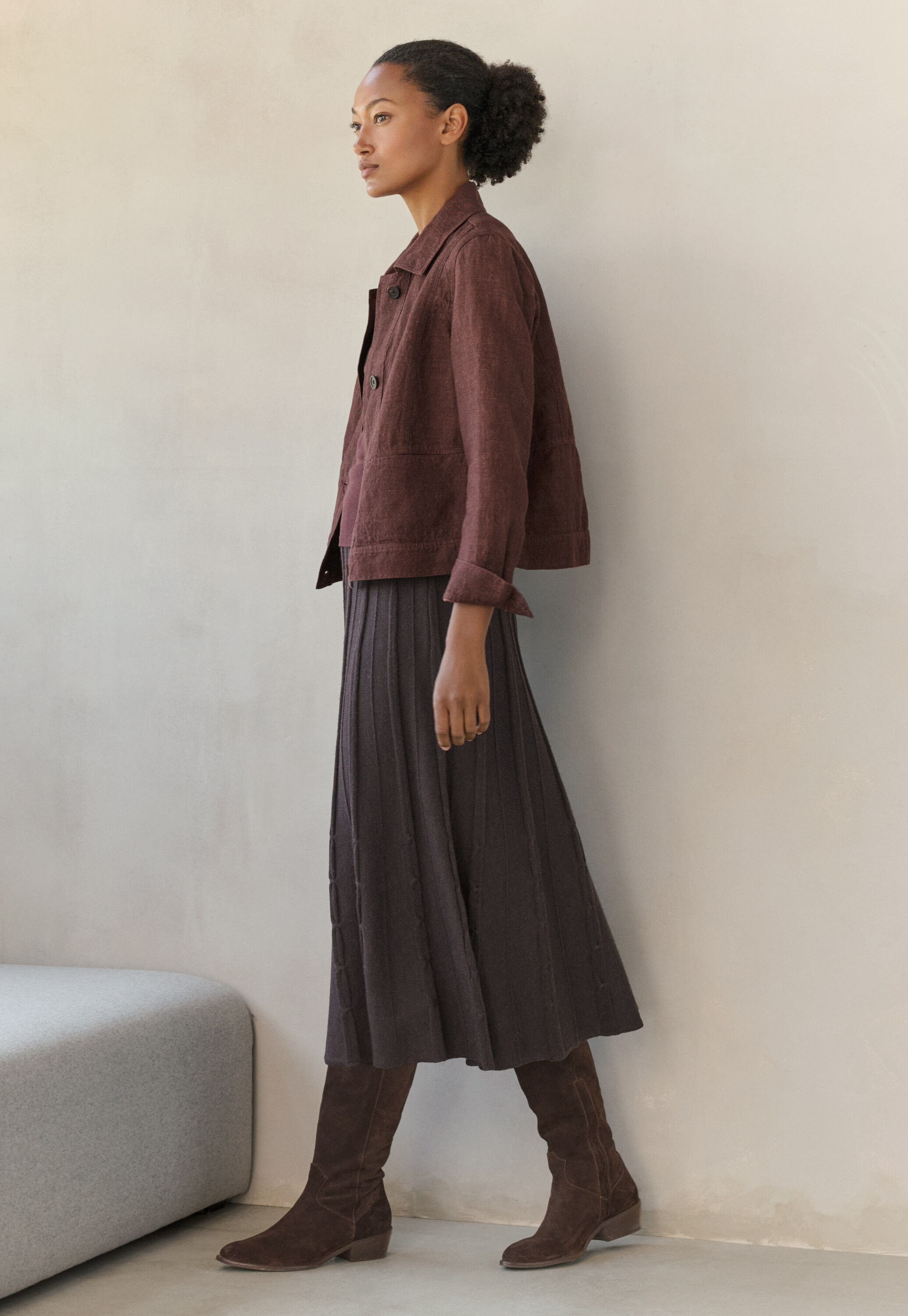 Tuck-stitch merino skirt