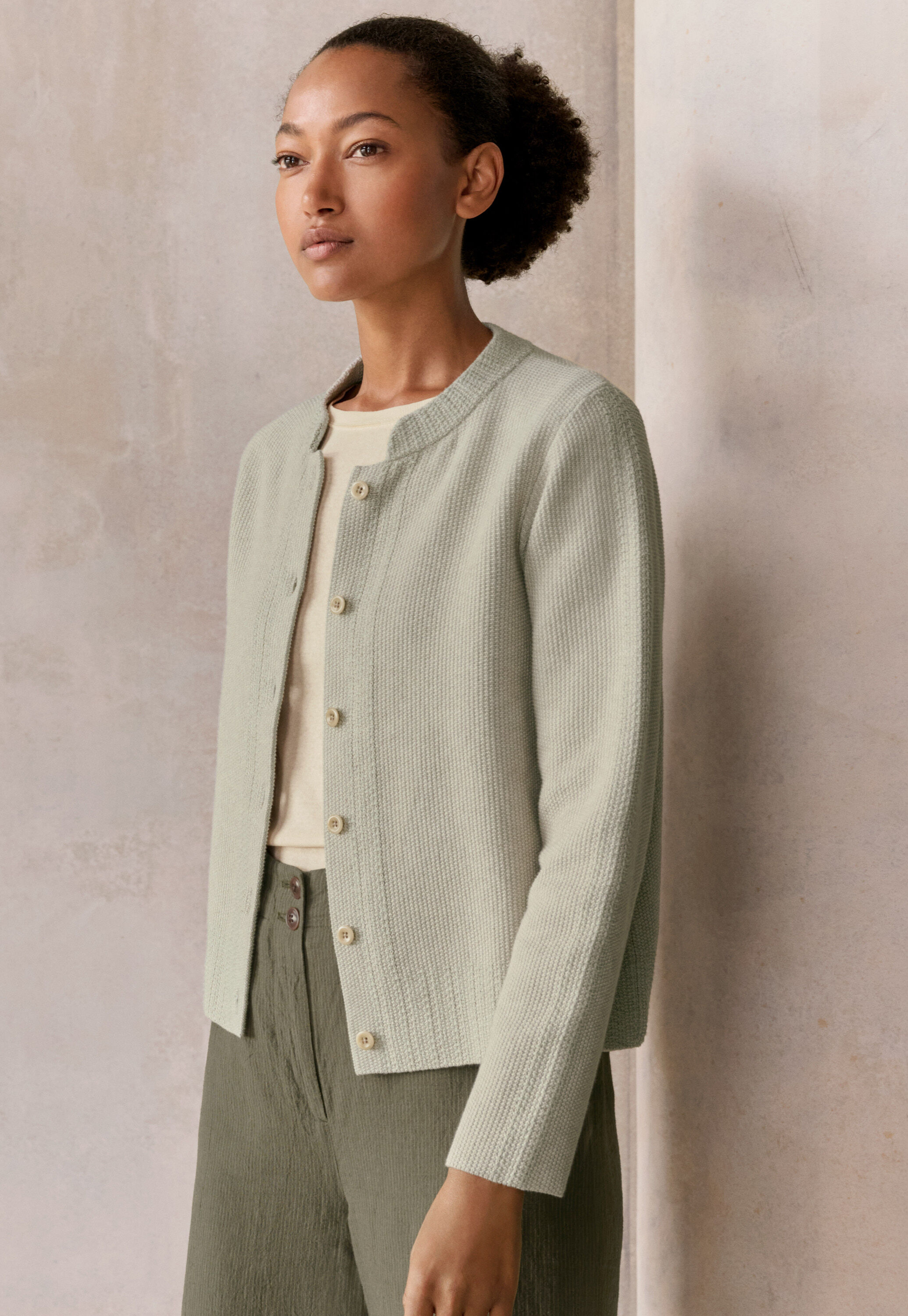 Inlay-stitch cardigan