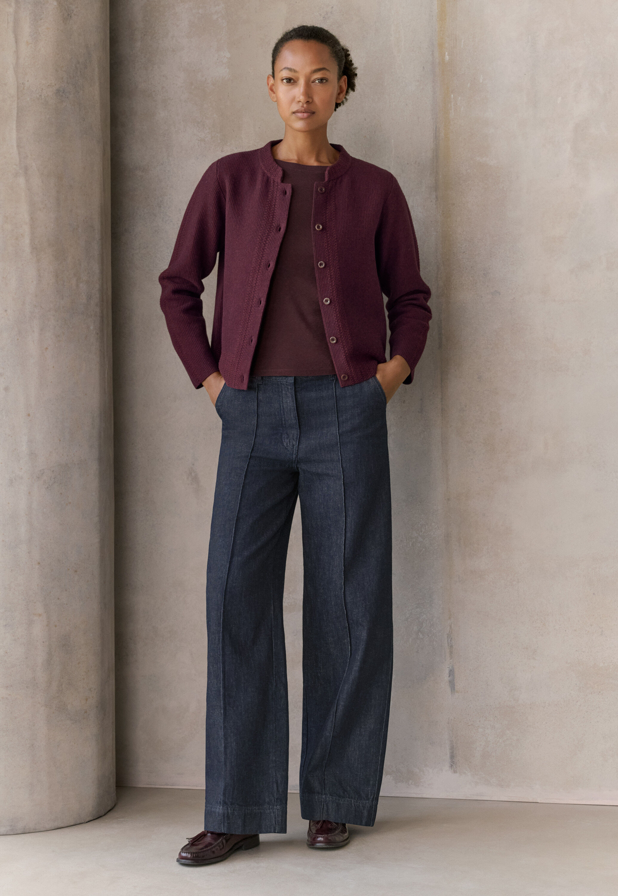 Inlay-stitch cardigan