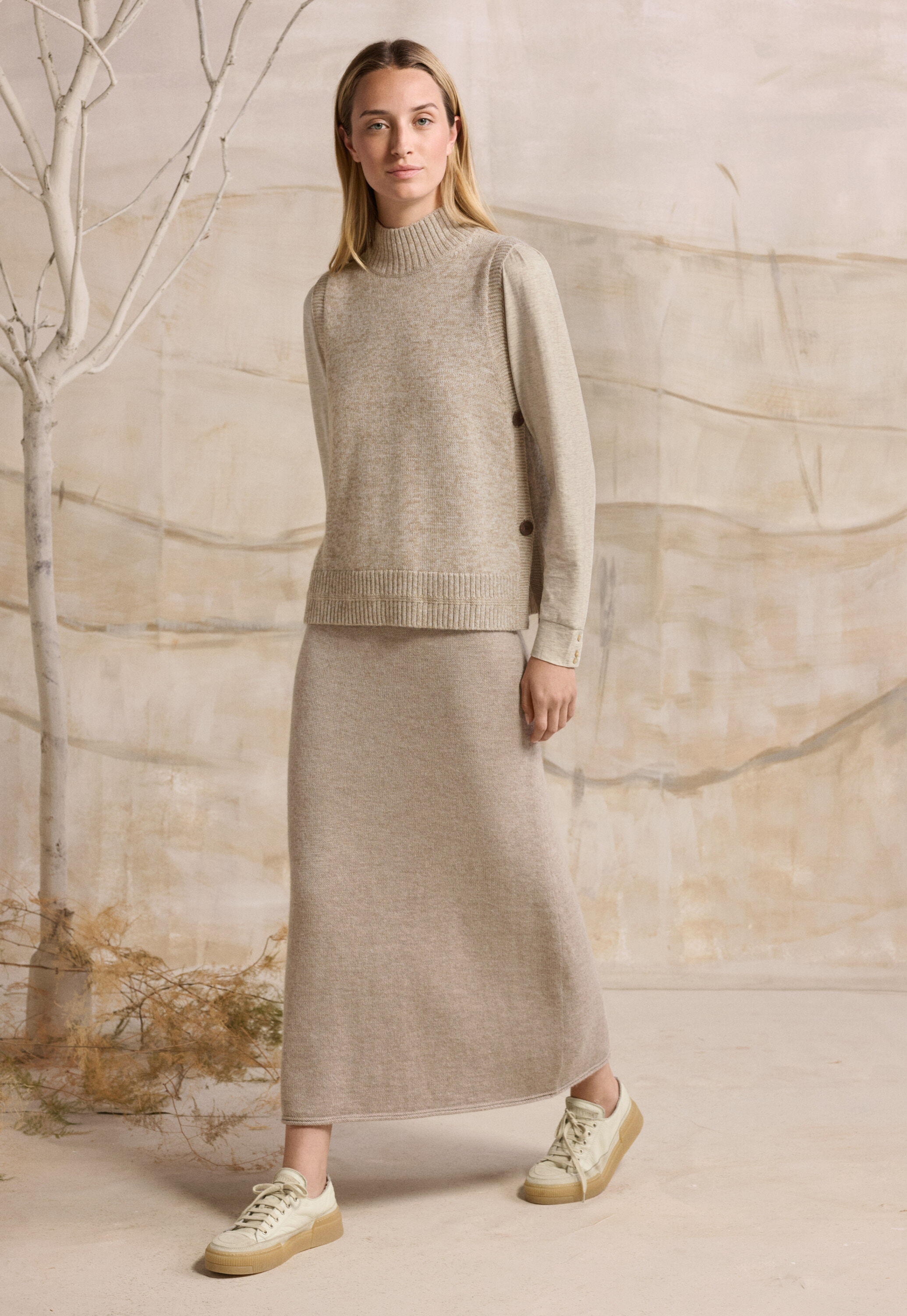 Jersey high-neck top