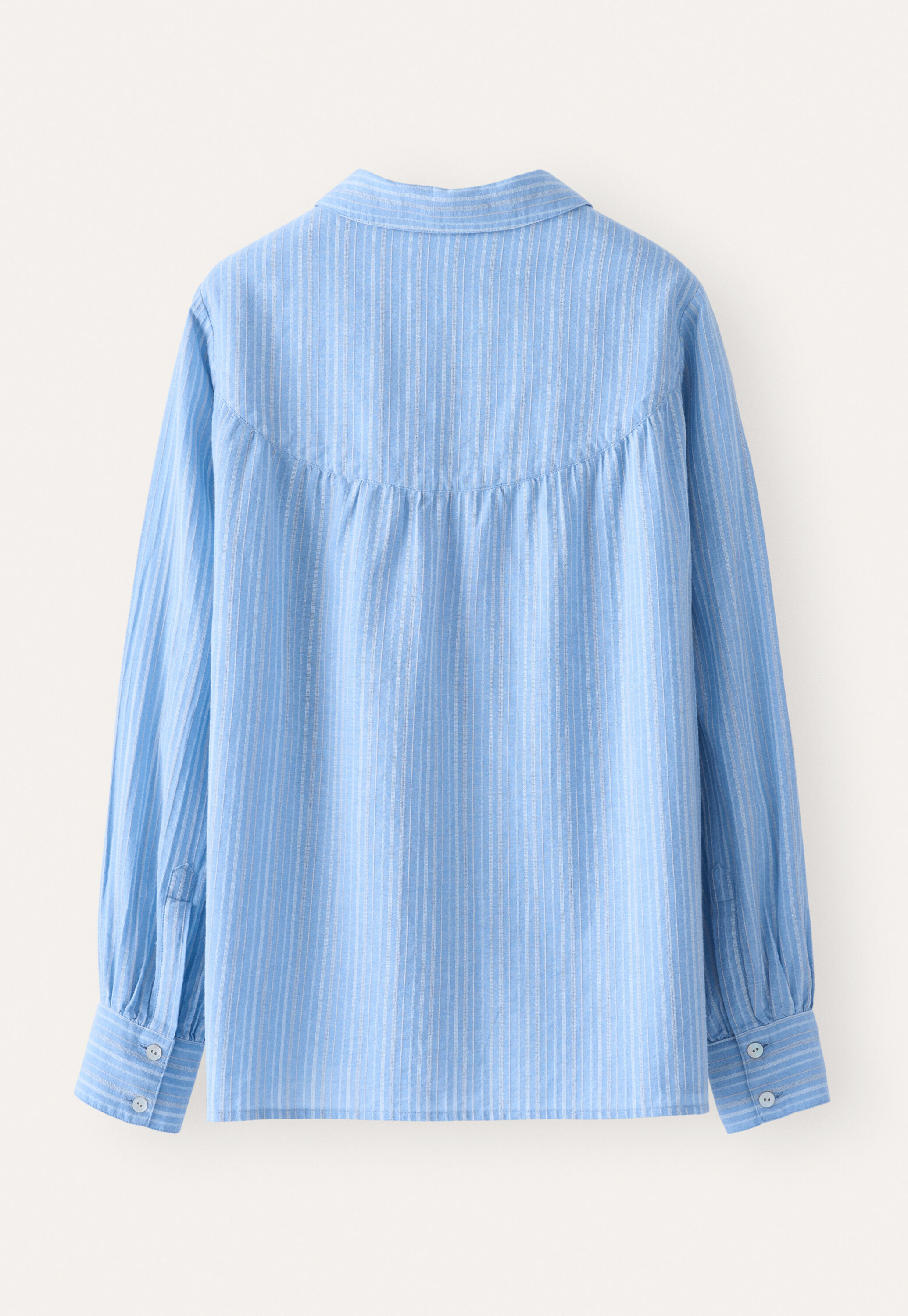 Striped blouse with gathers