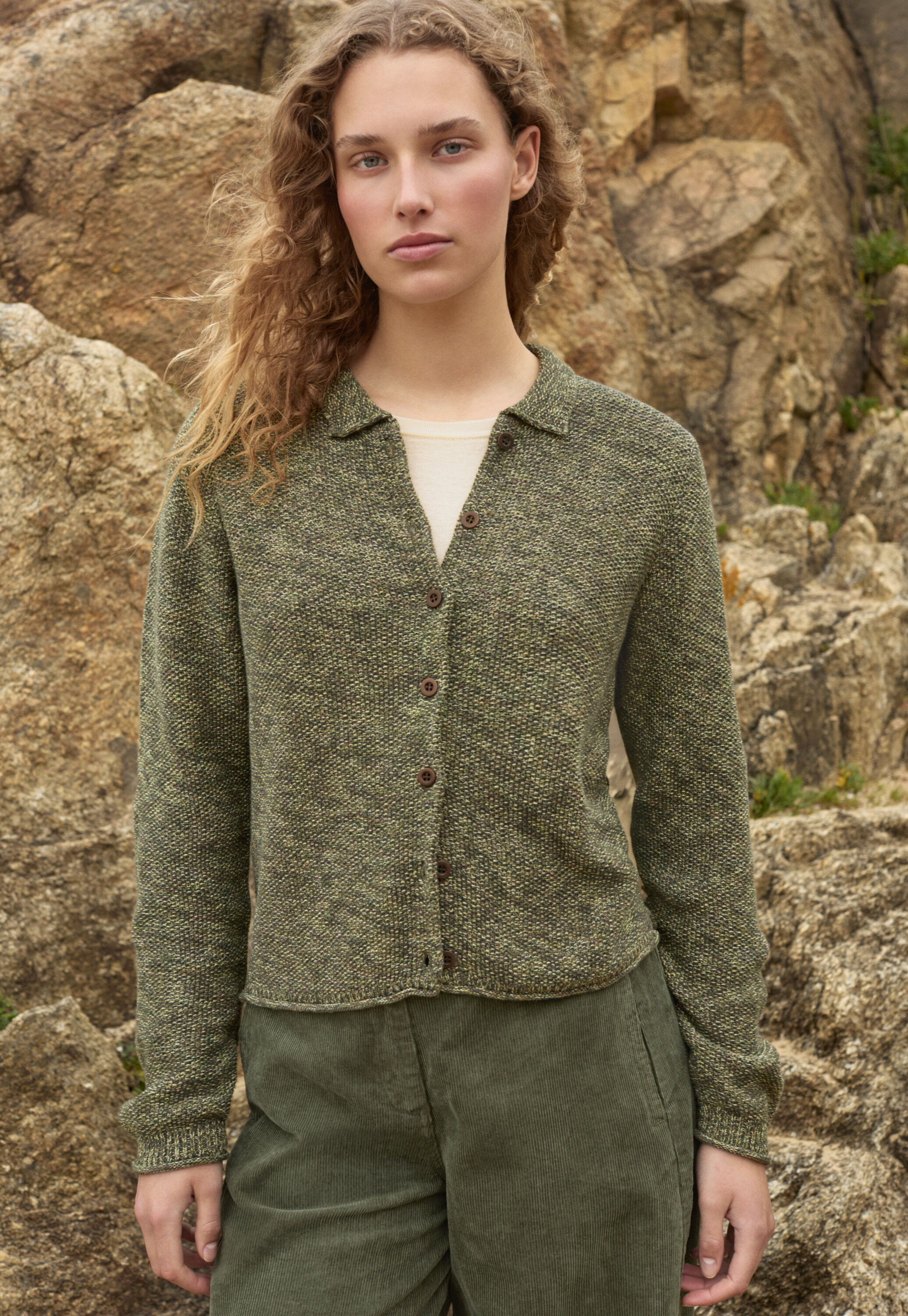 Moss-stitch cardigan
