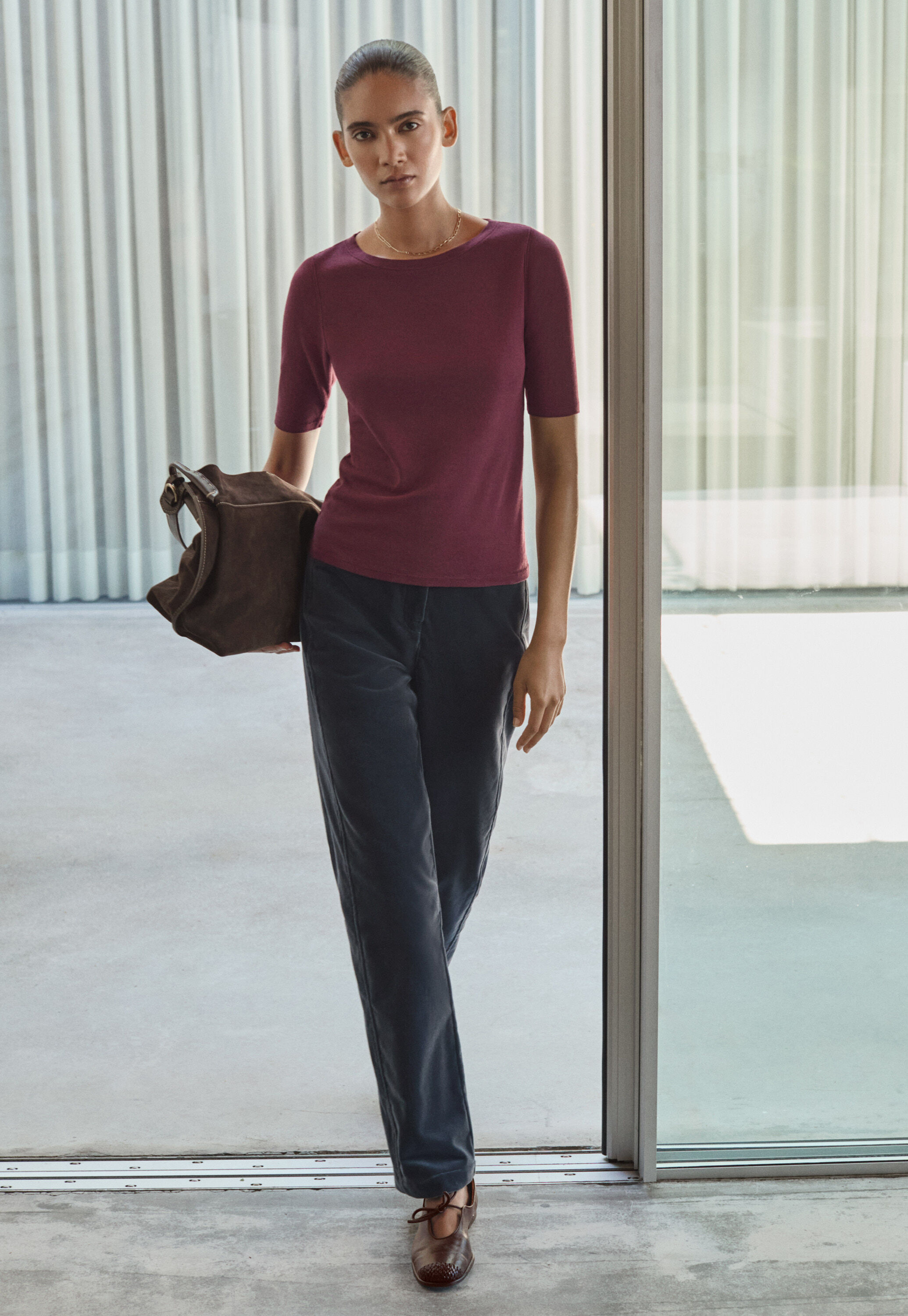 Ribbed jersey top