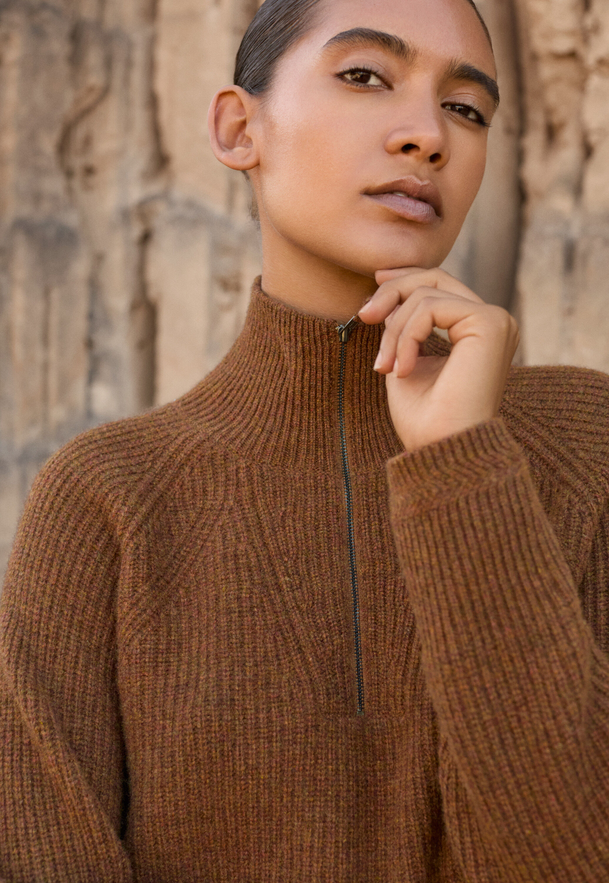 Zip-front sweater