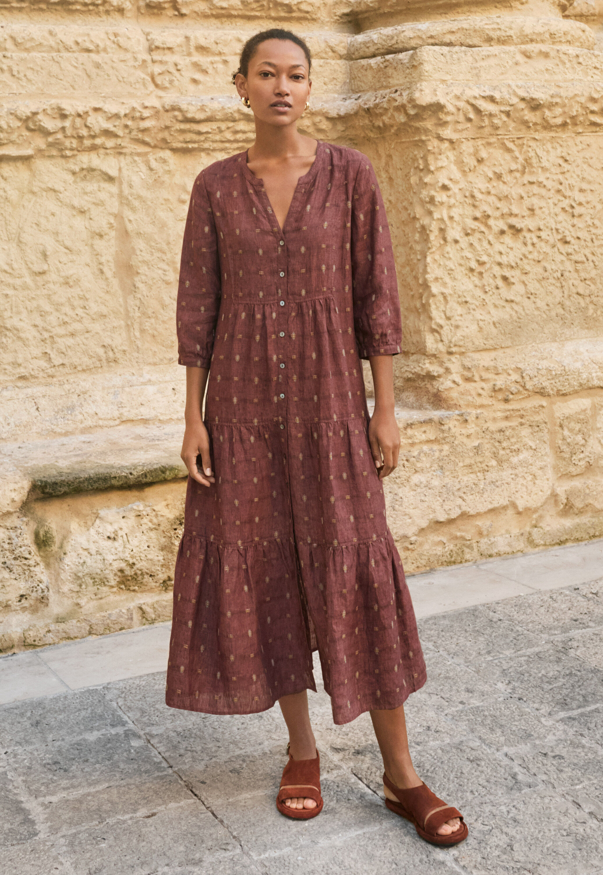 Clipped dobby-weave dress