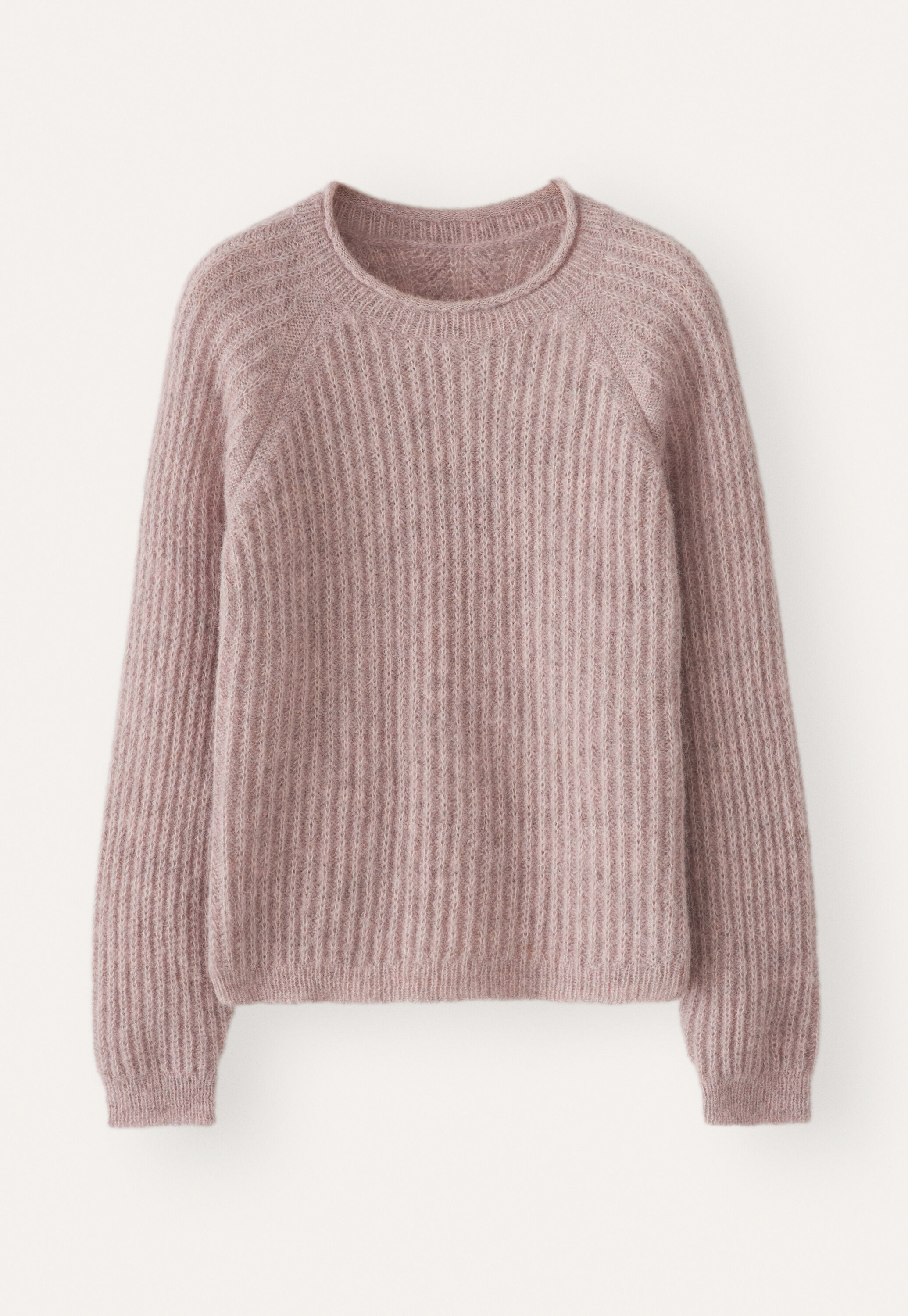Round-neck ribbed sweater