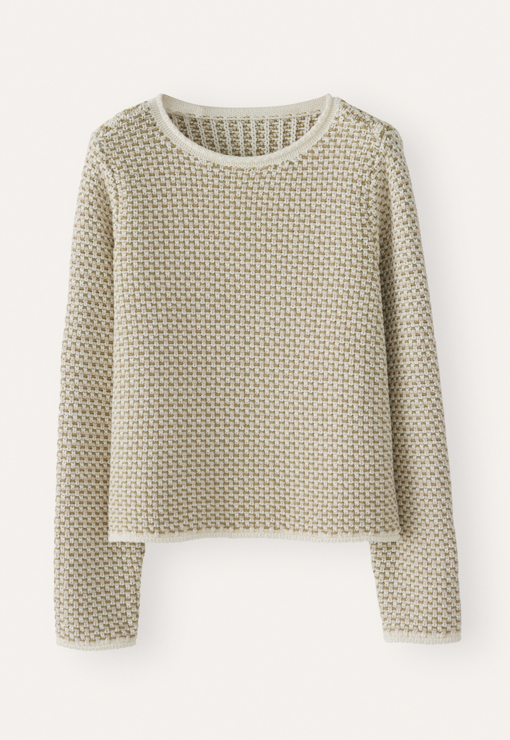 Inlay-stitch boxy sweater