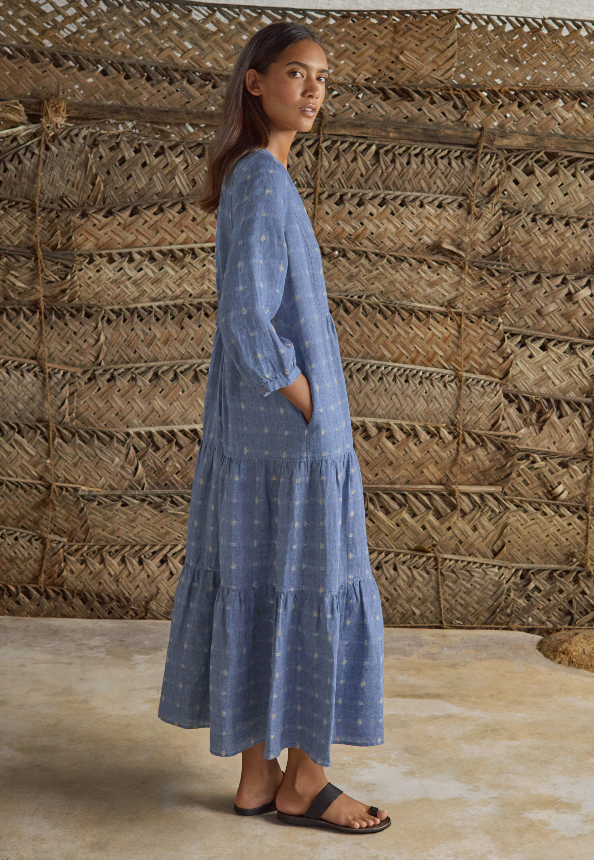Clipped dobby-weave dress
