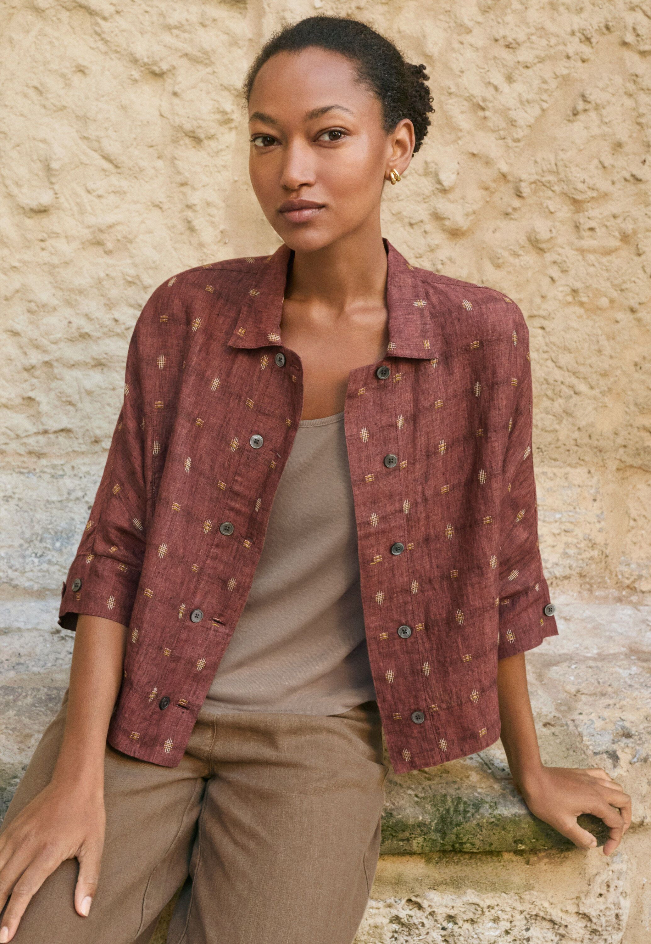 Clipped dobby blouse