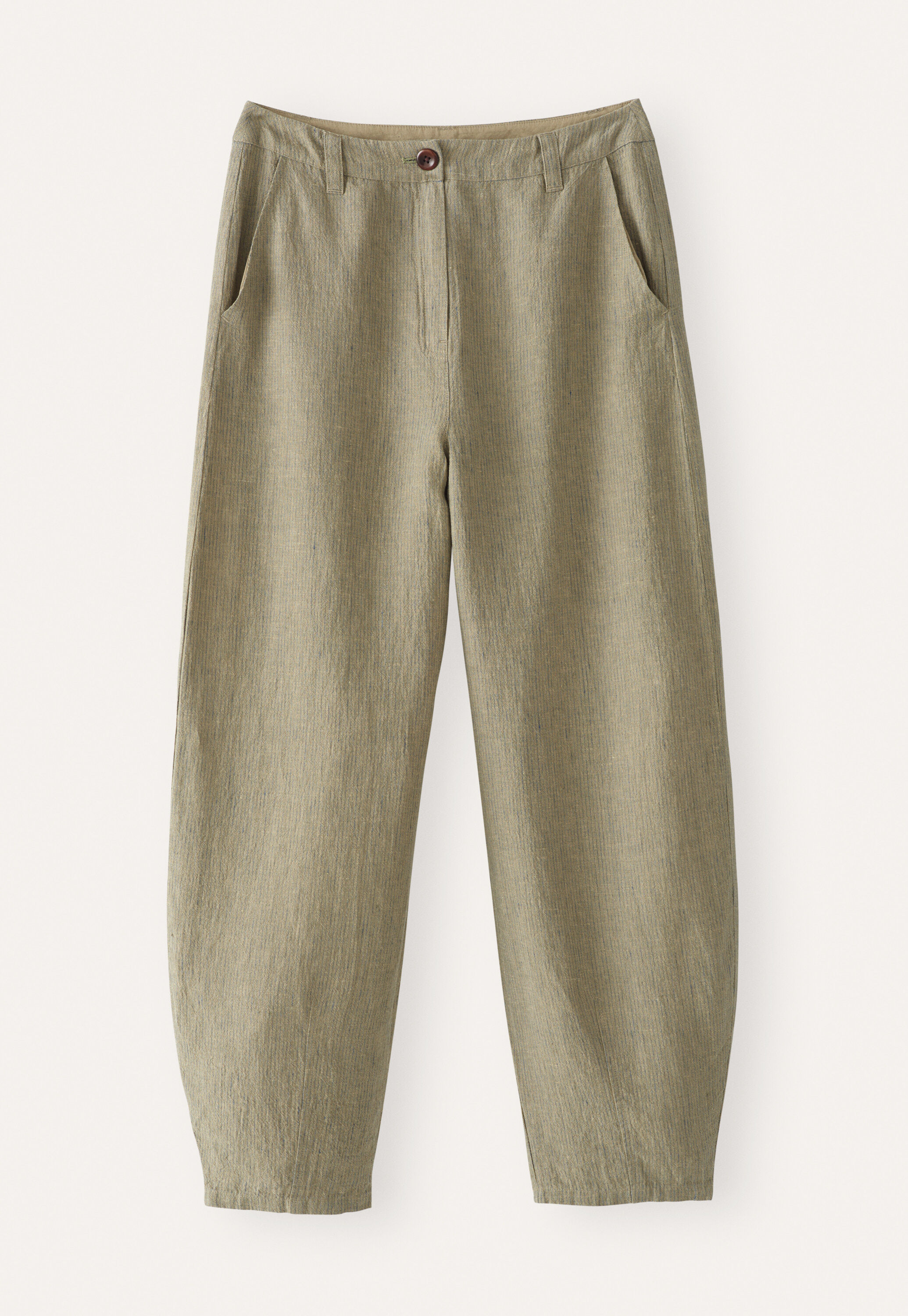Striped dart-hem trousers