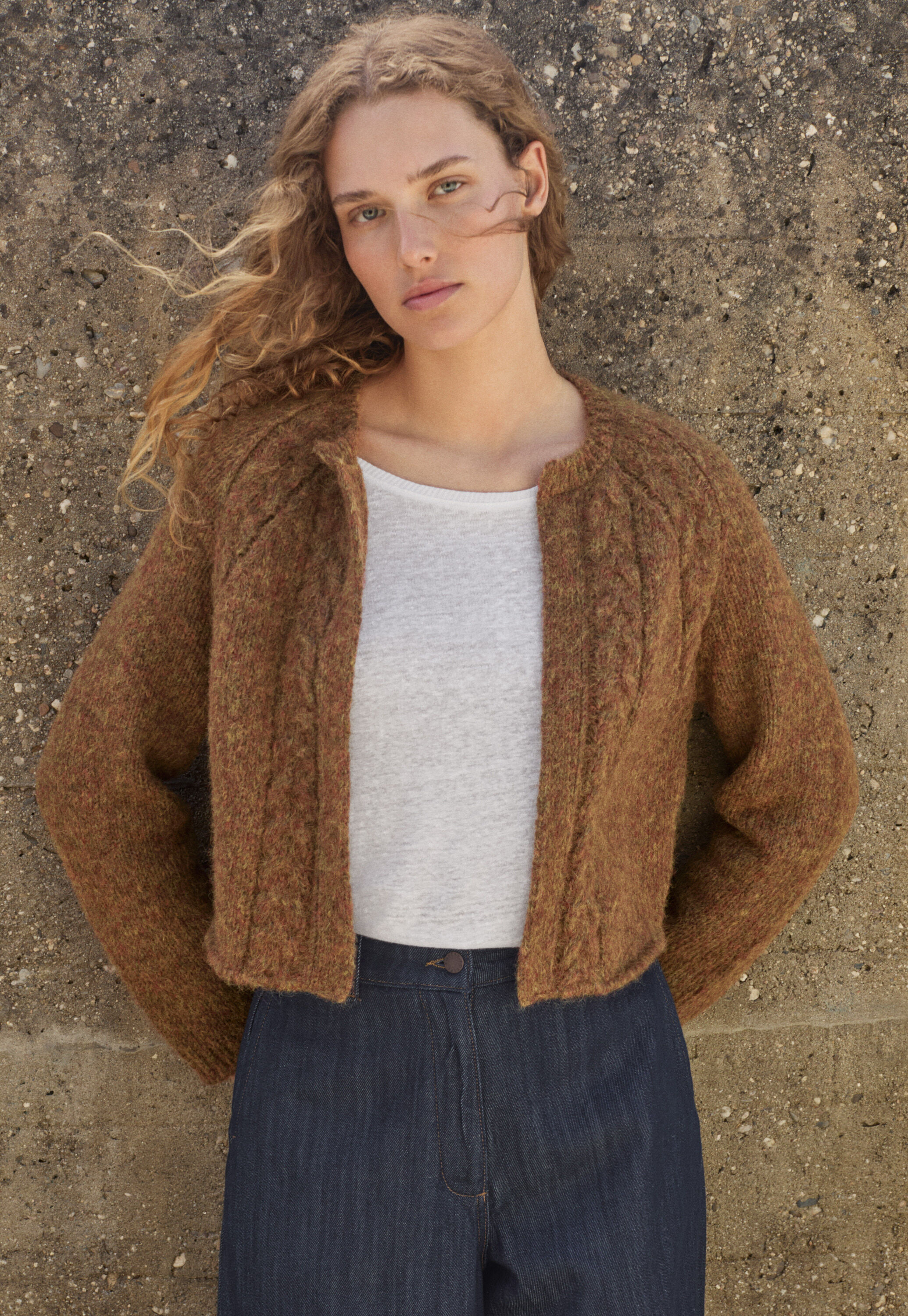 Cable-stitch cardigan