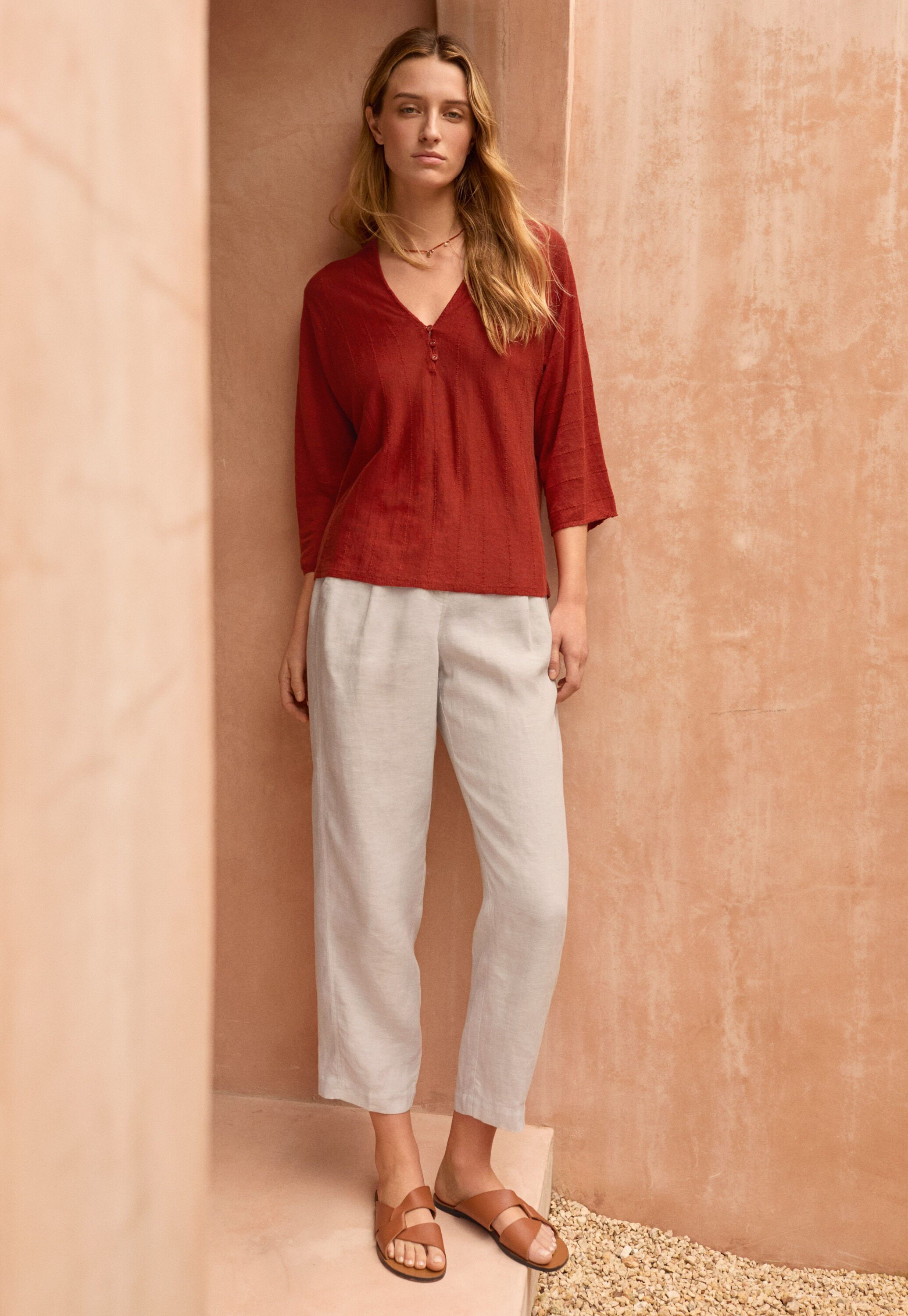 V-neck buttoned sweater