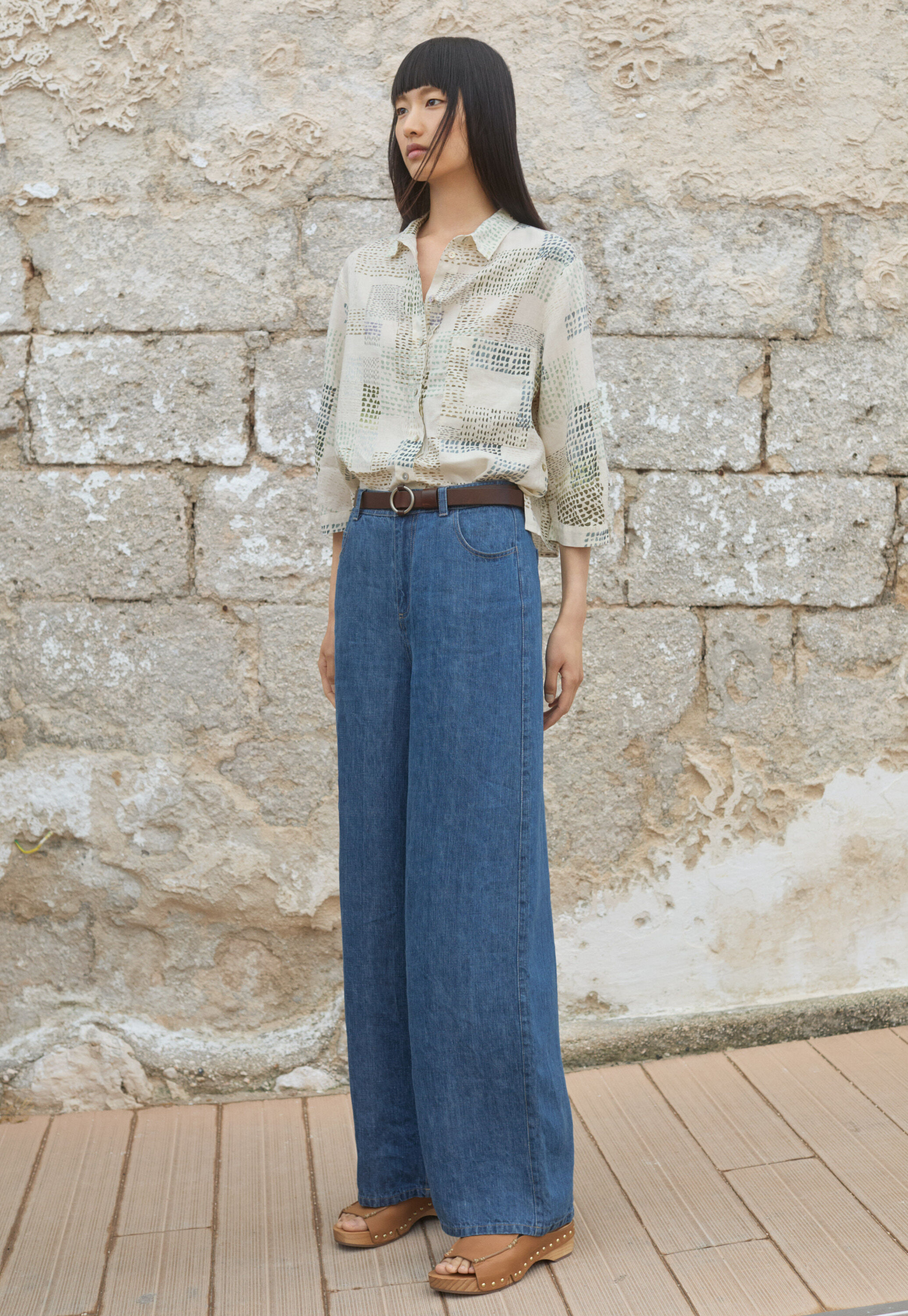 Indigo linen jeans