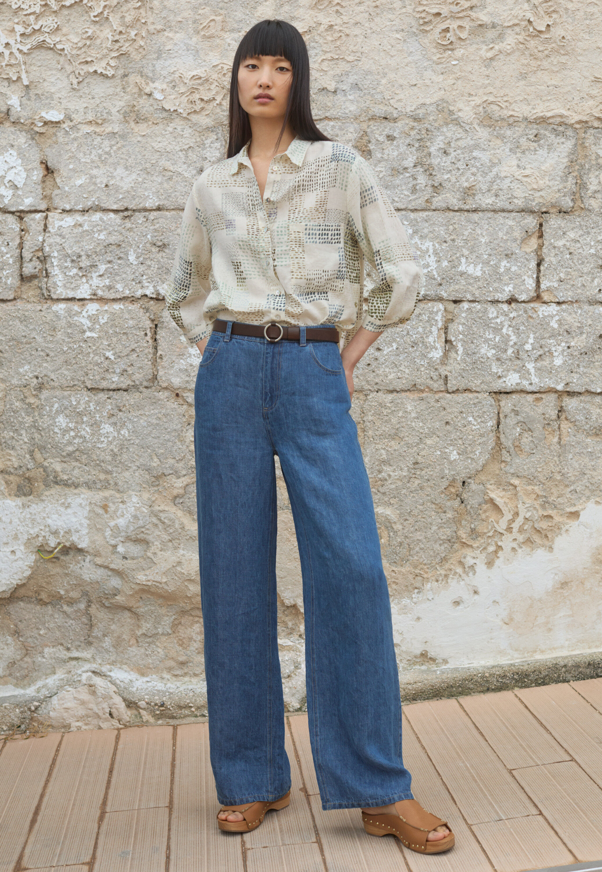 Indigo linen jeans