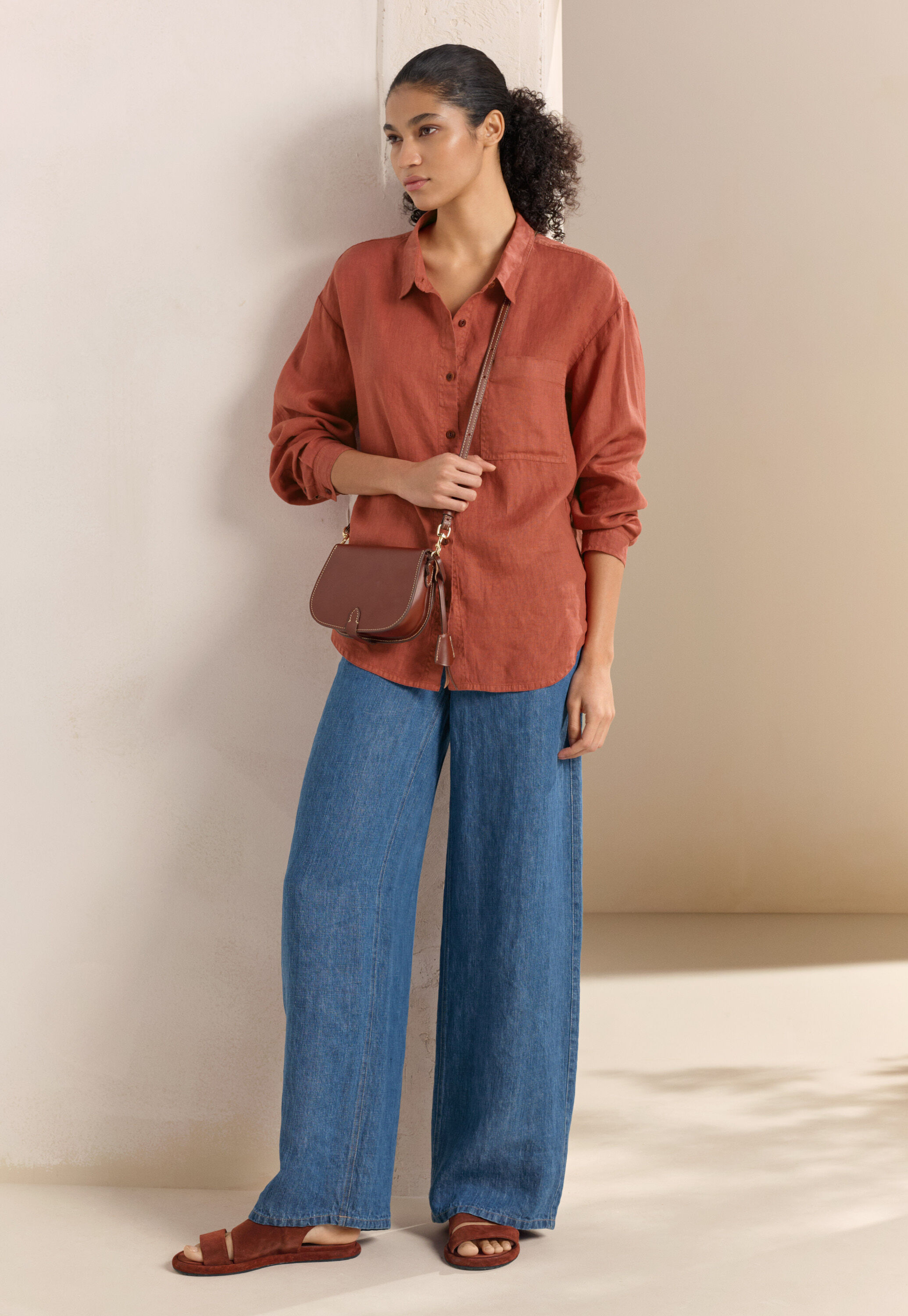 Indigo linen jeans