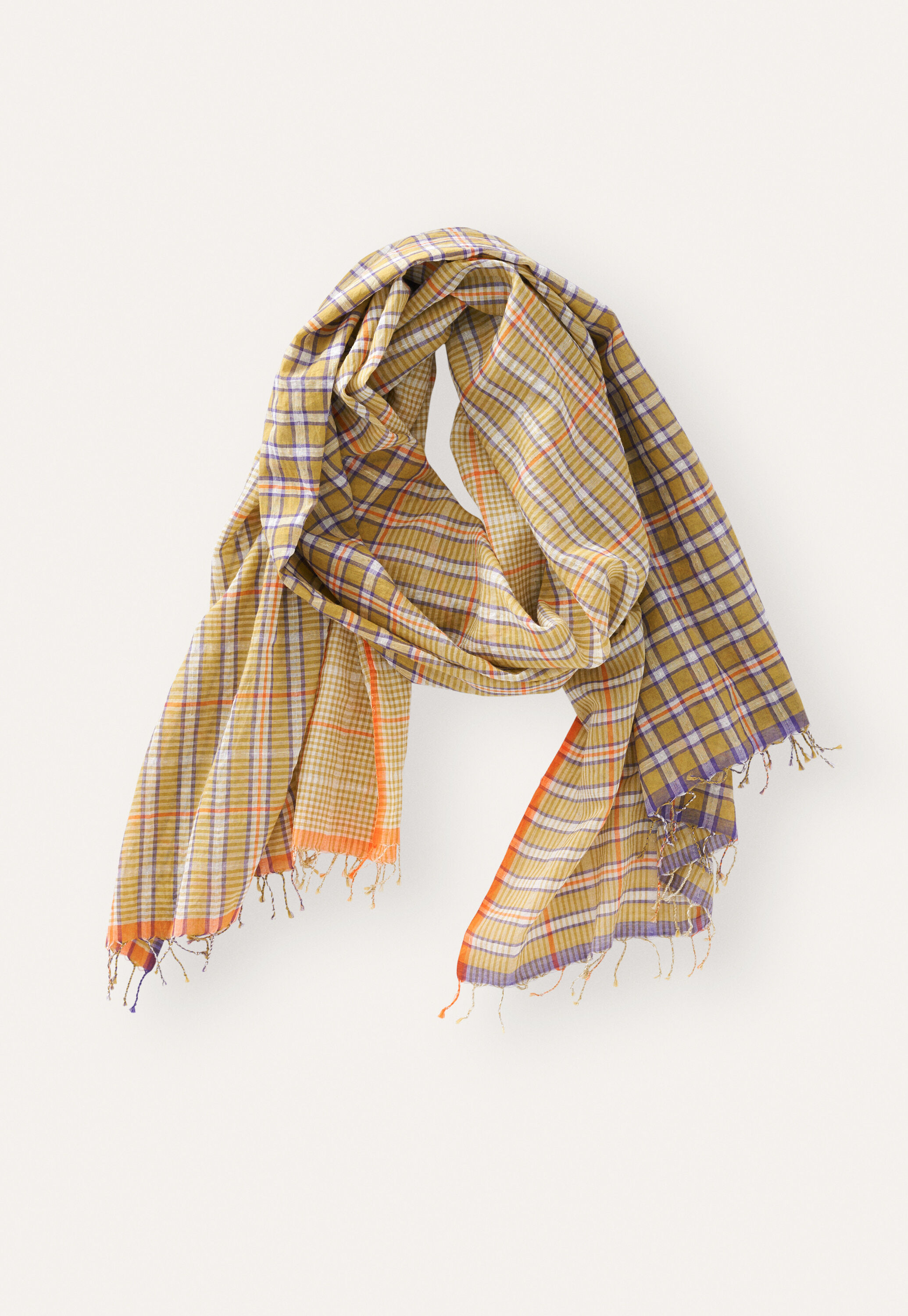 Checked tassel scarf