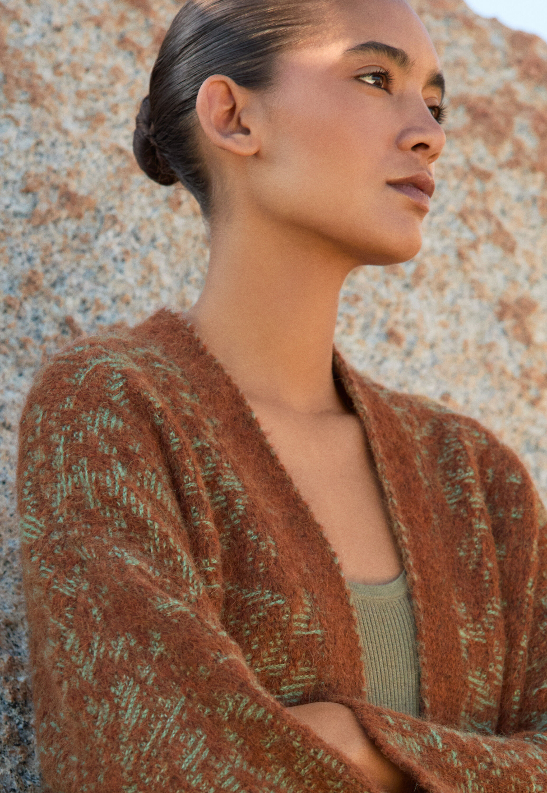 Lace-stitch kimono cardigan, Chilli aqua, large