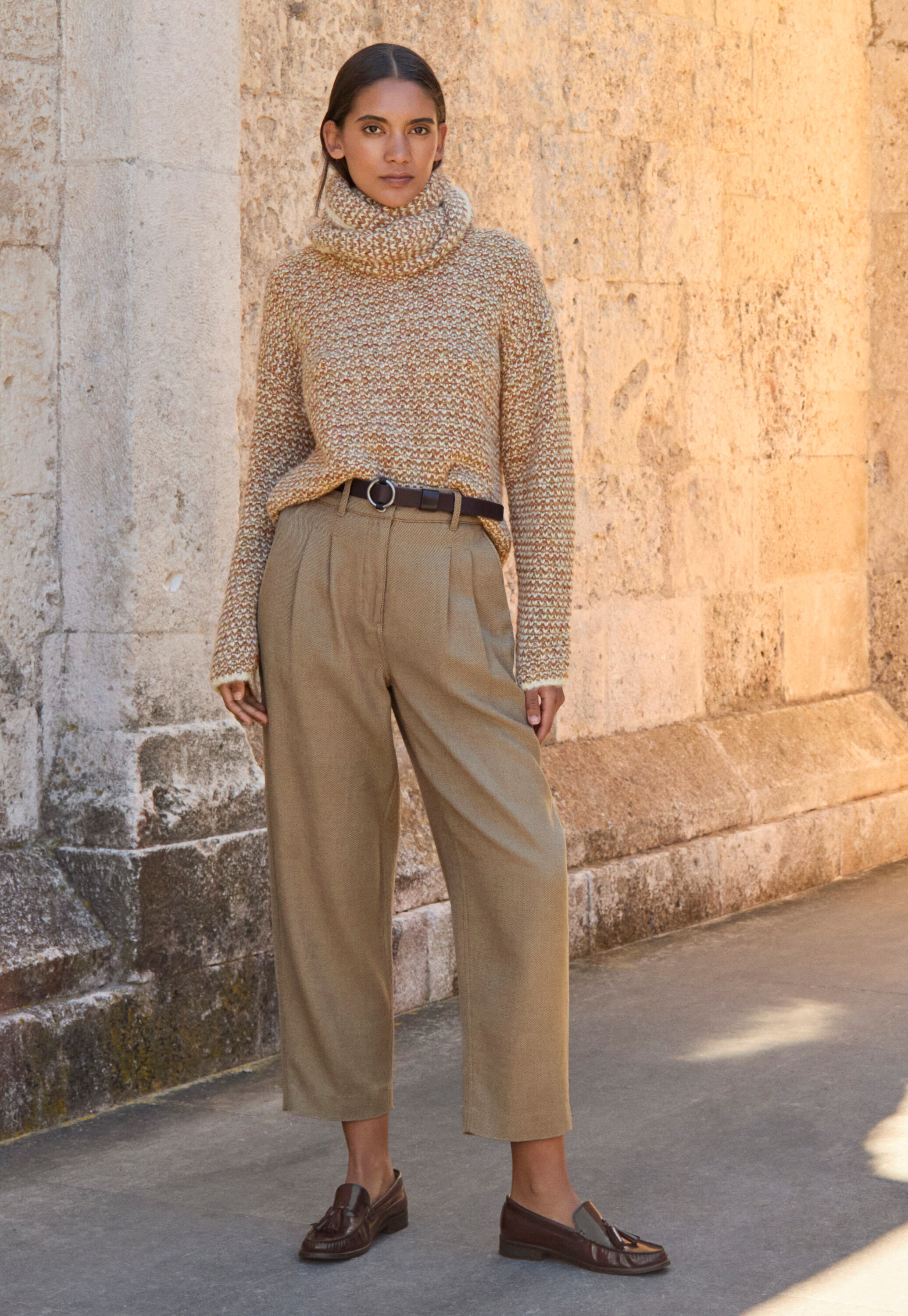 Tapered trousers, Camel grey, large