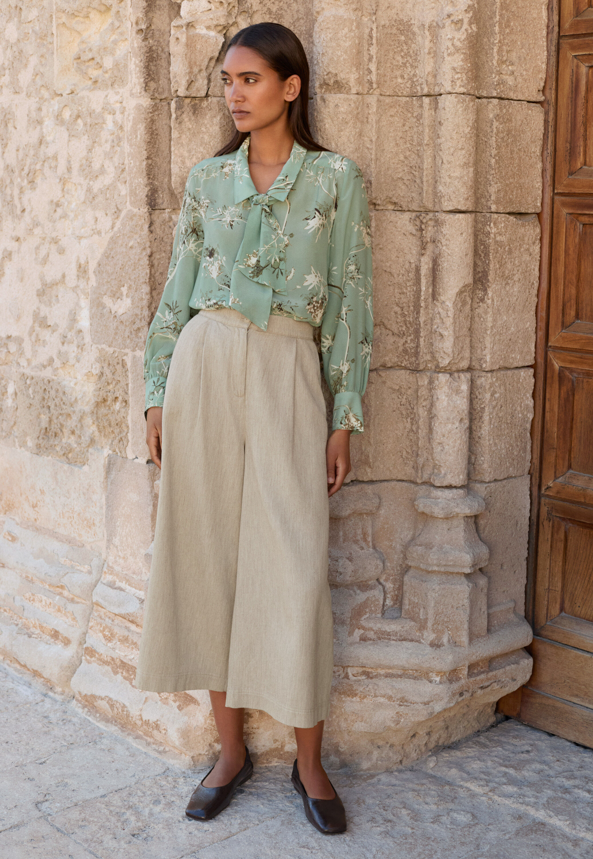 Cropped & wide trousers, Fawn, large