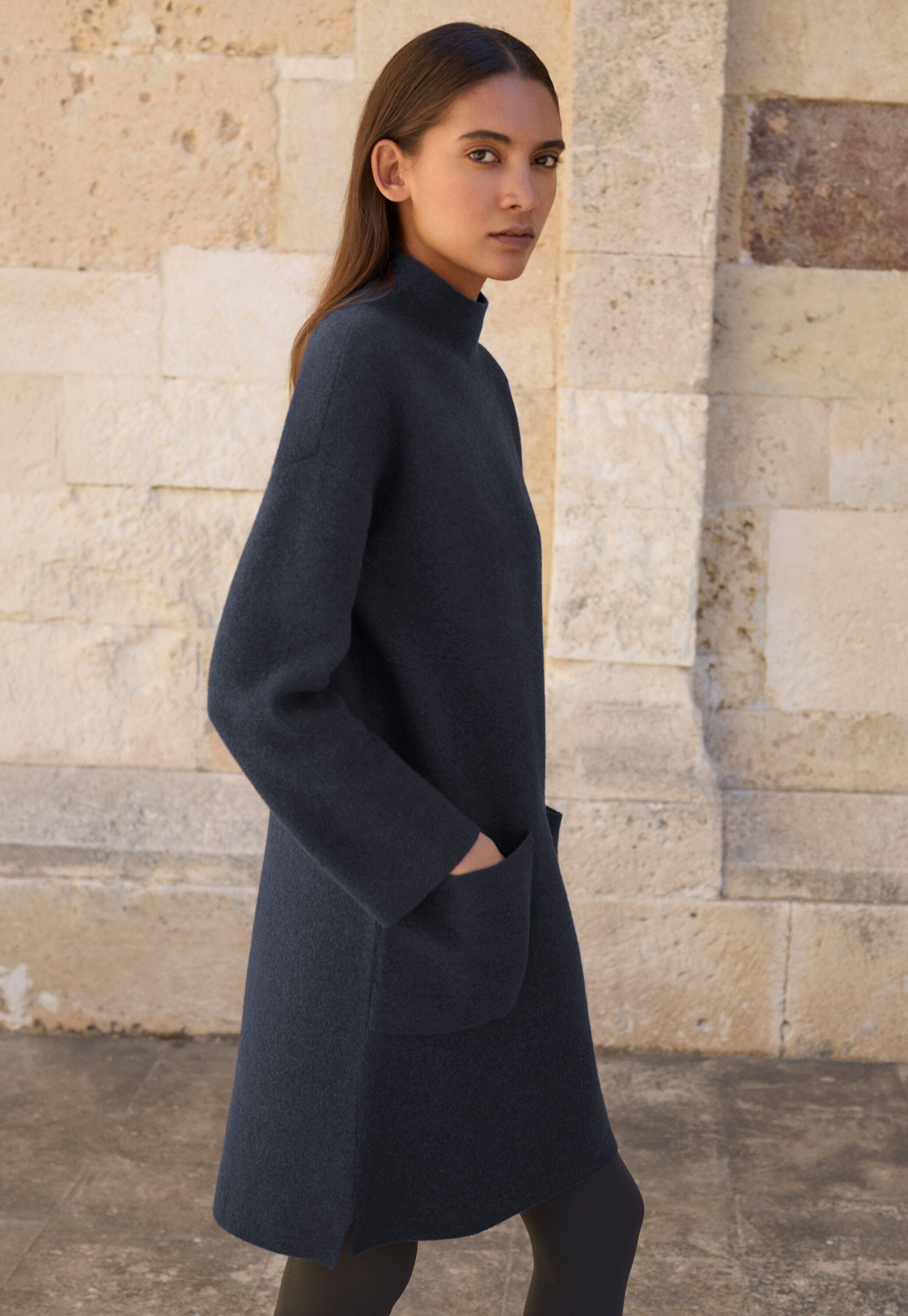 Patch-pocket dress, Blue black, large