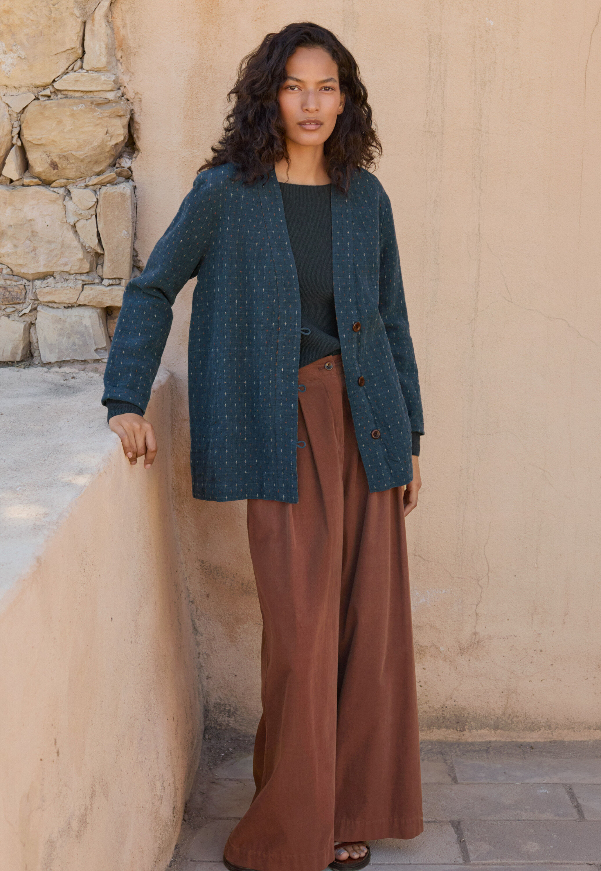 Cross-pattern jacket, Dark petrol, large