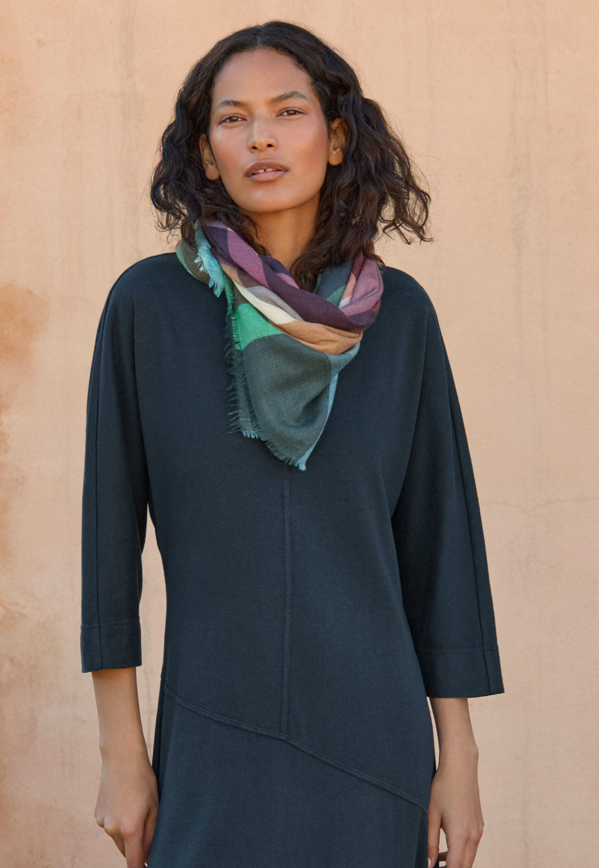 Jersey bias-cut dress, Dark teal, large
