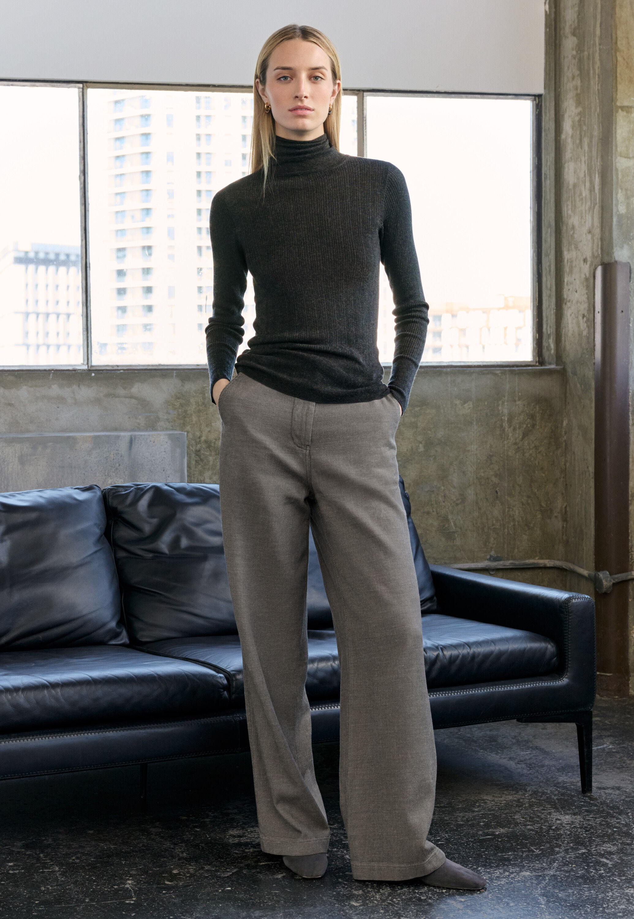 Straight-leg trousers, Soft charcoal, large