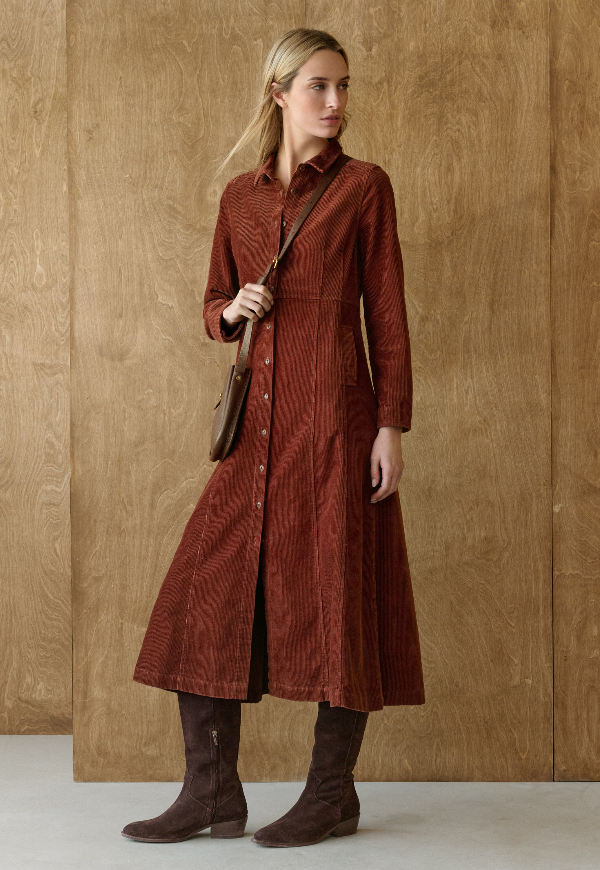 Cord panelled dress