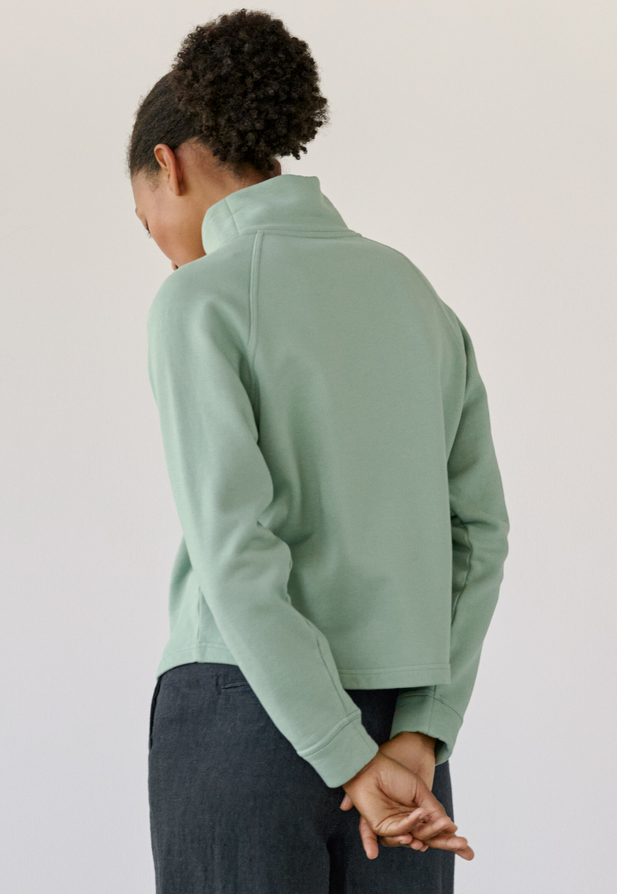 Funnel-neck sweatshirt, Dark aqua, large