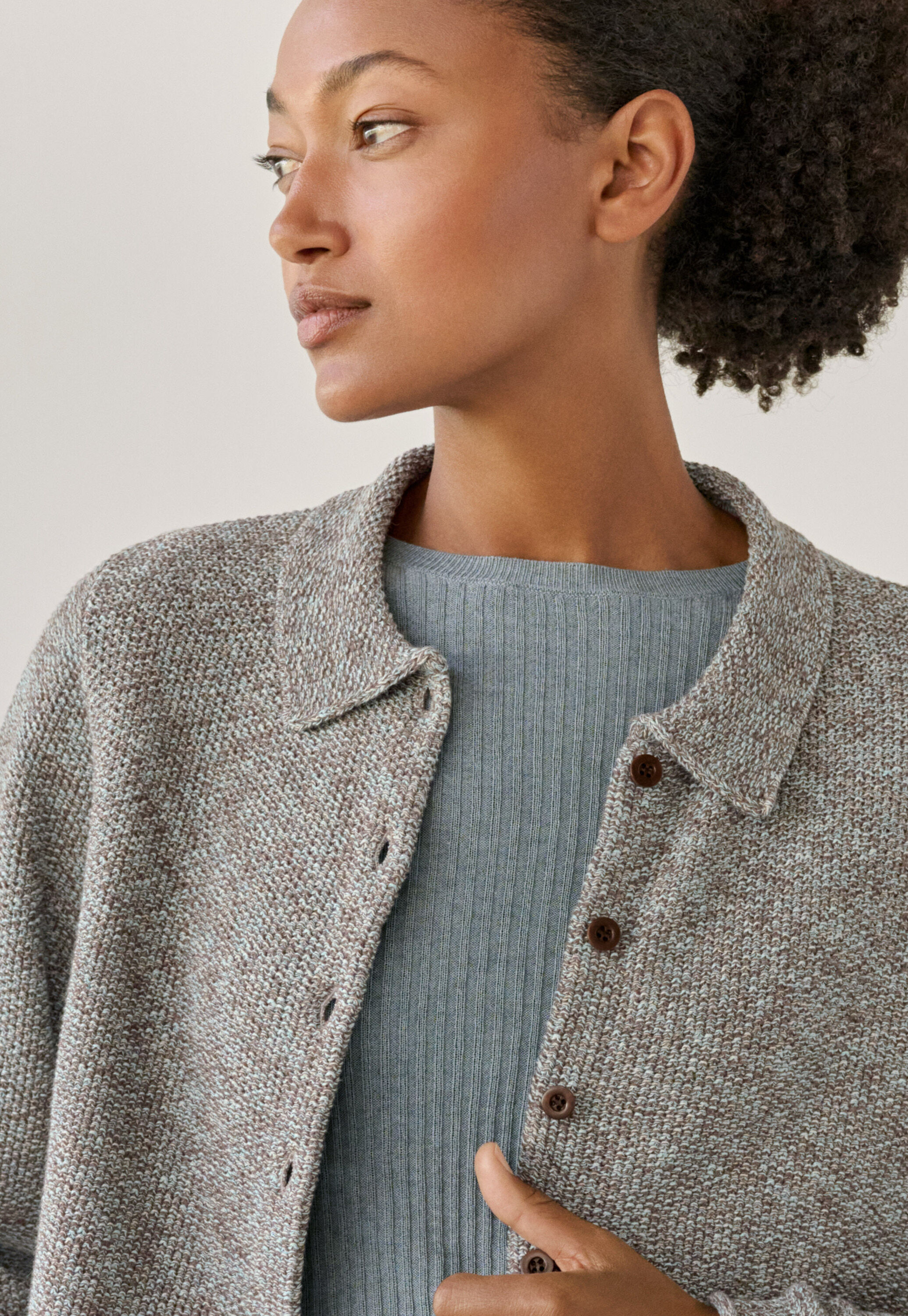 Moss-stitch cardigan