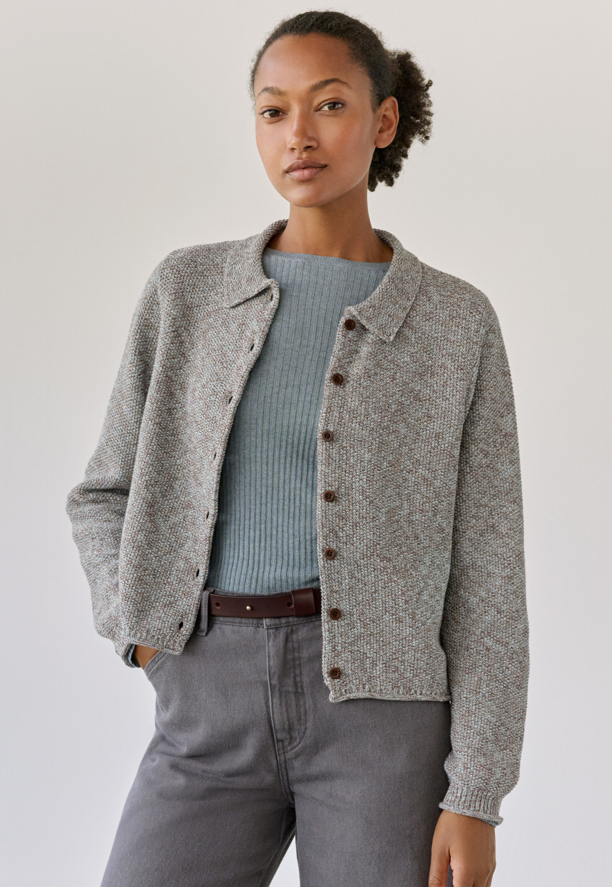 Moss-stitch cardigan
