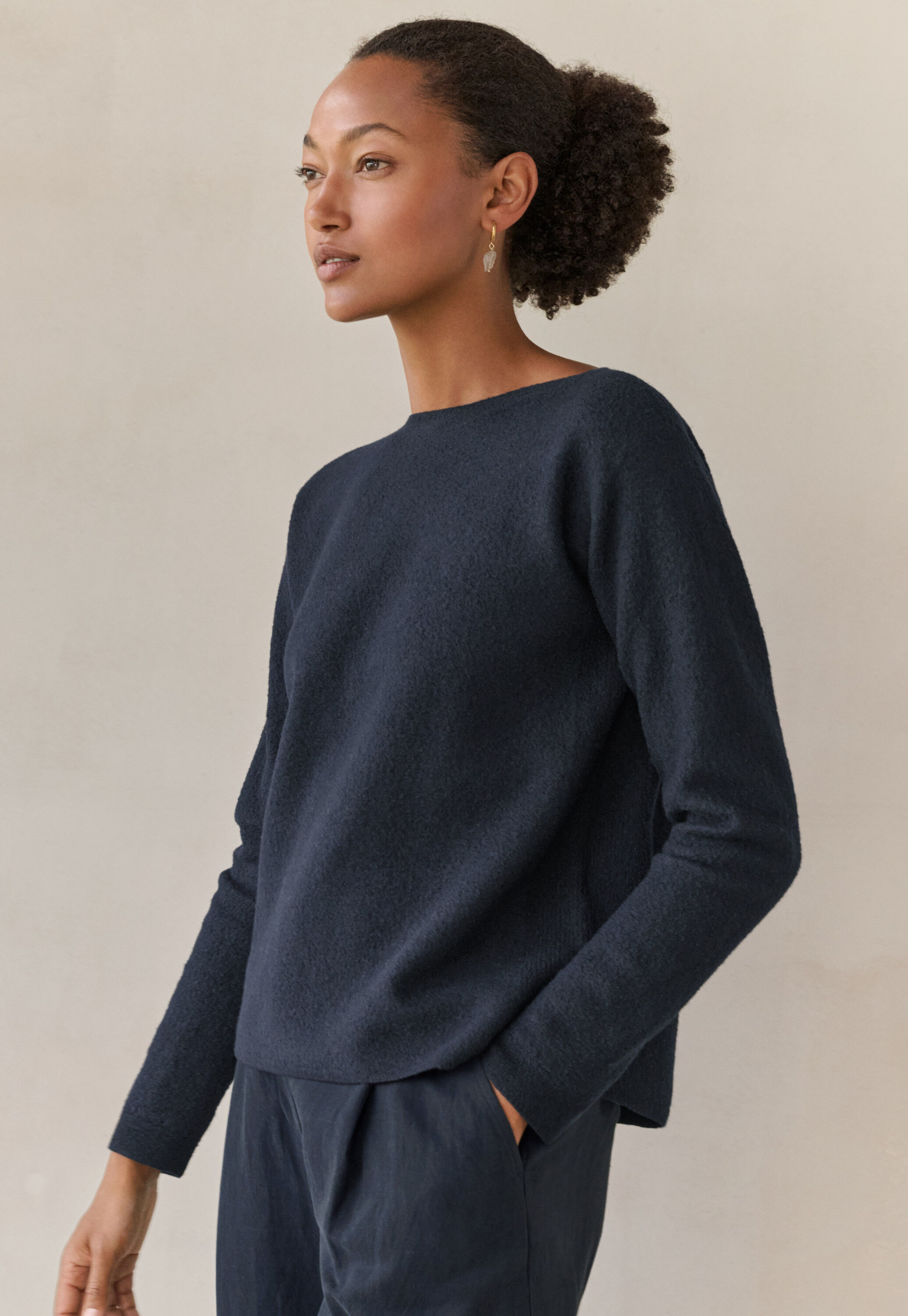 Boxy sweater, Blue black, large