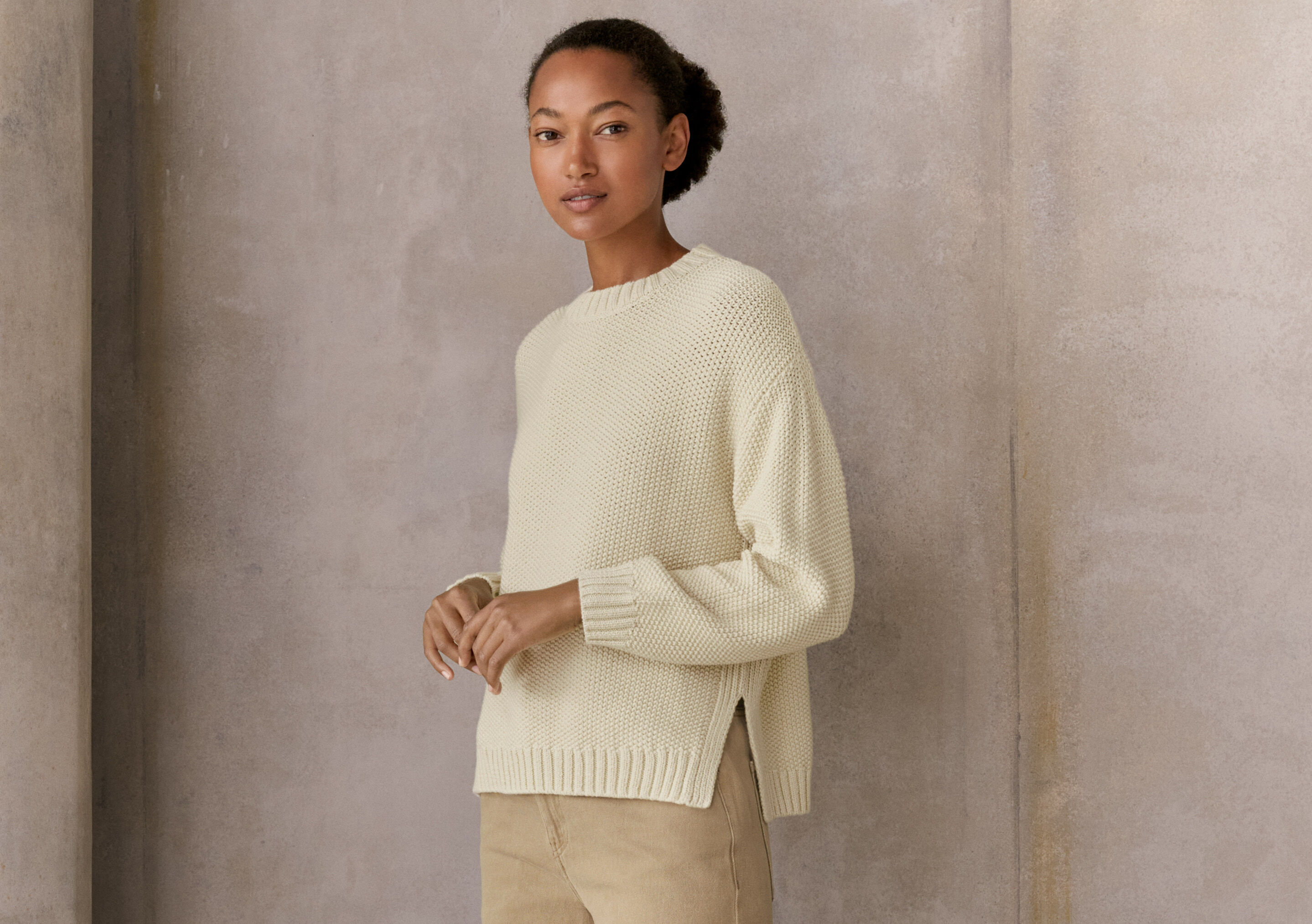Moss-stitch sweater