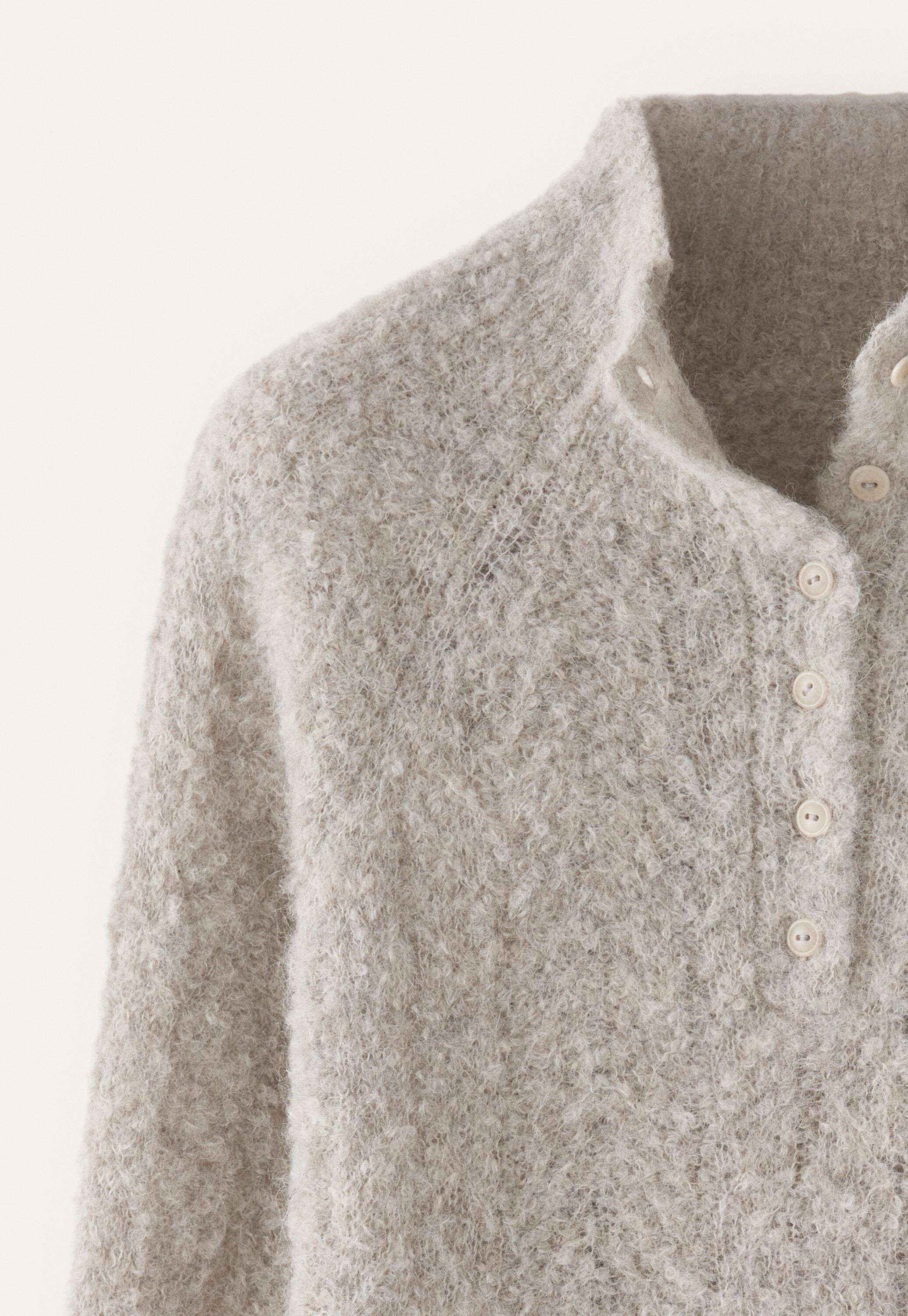 Button-neck sweater, Natural grey, large