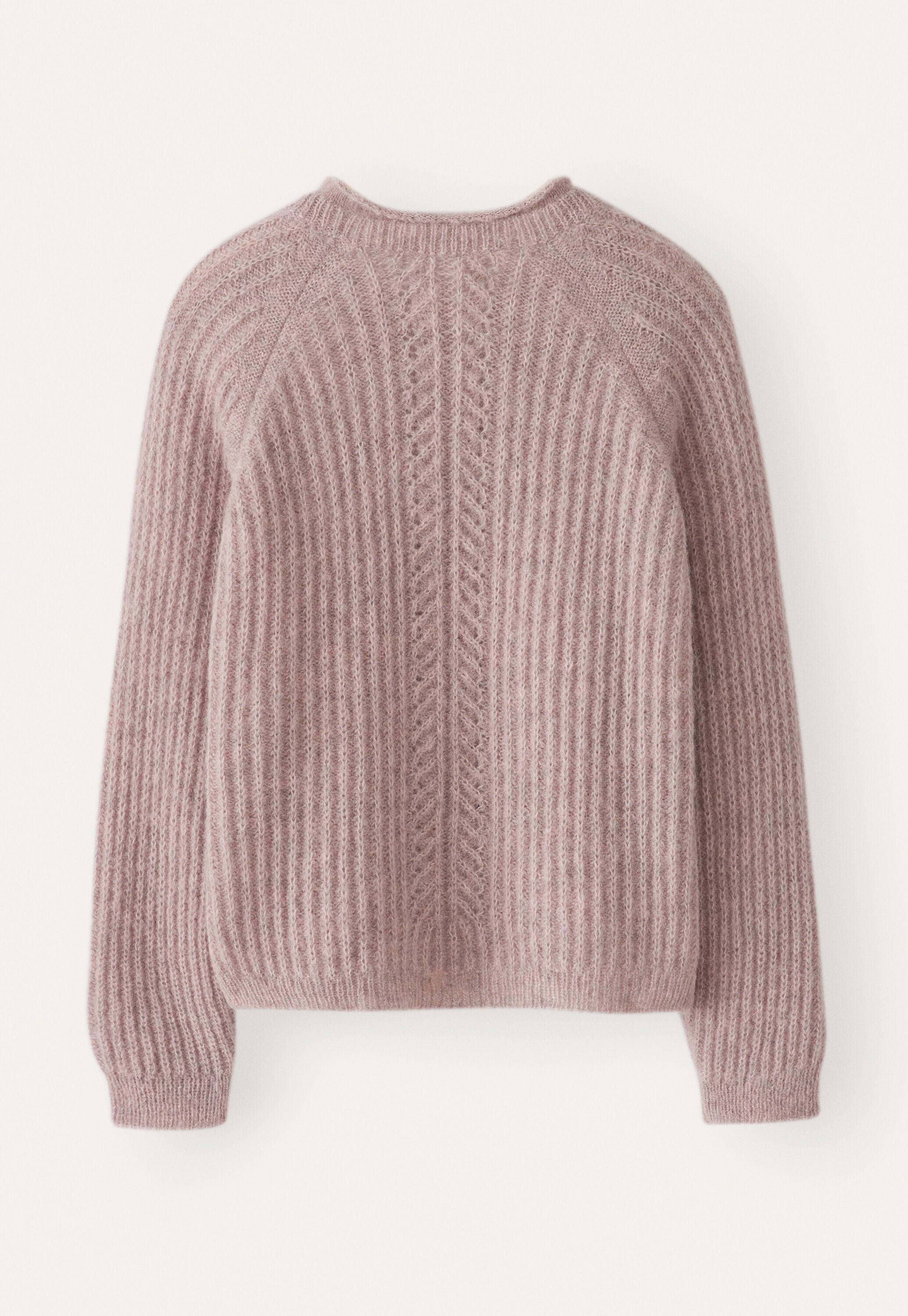 Round-neck ribbed sweater, Lilac grey, large