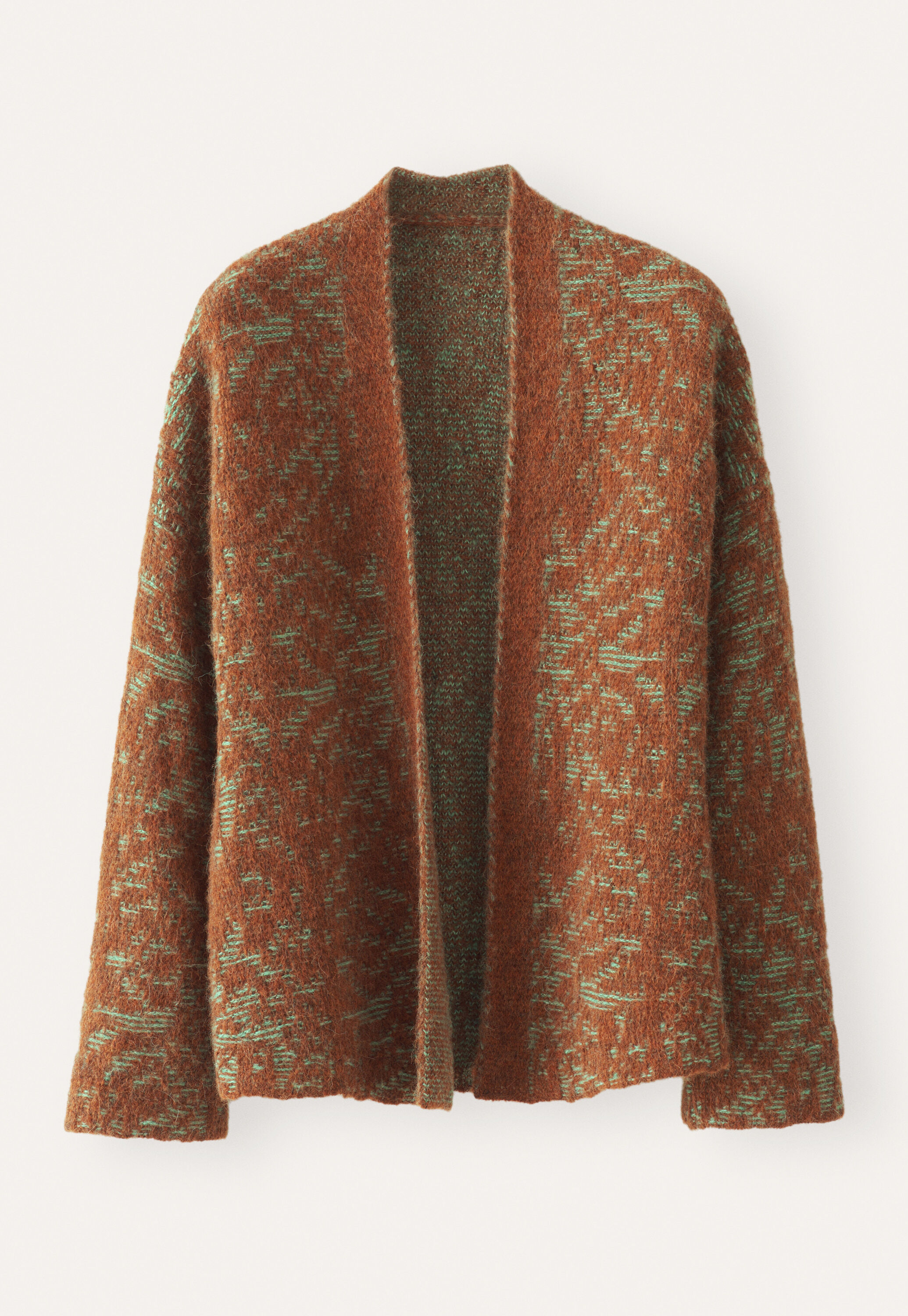 Lace-stitch kimono cardigan, Chilli aqua, large