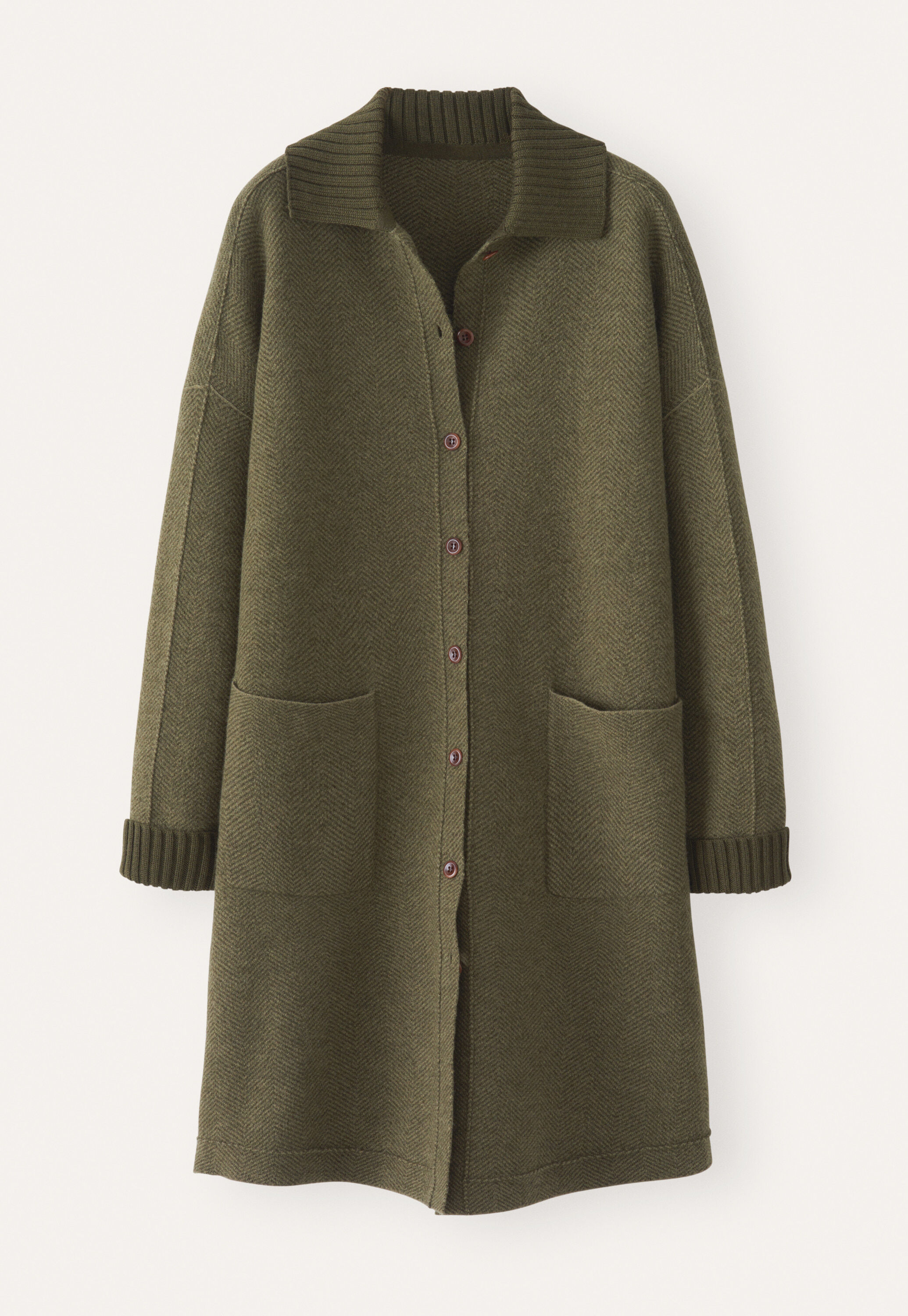 Herringbone coatigan, Khaki, large