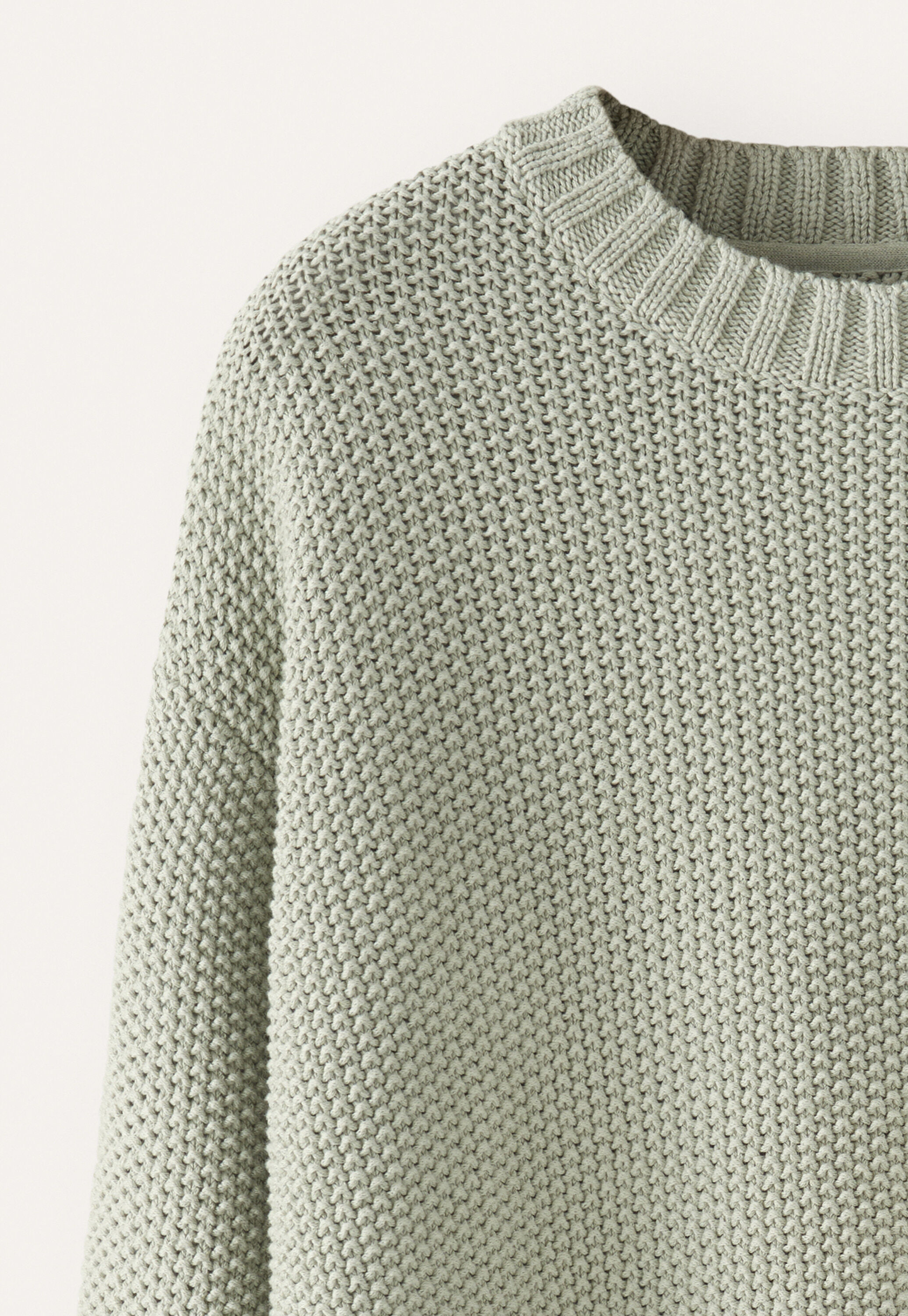 Moss-stitch sweater, Pale mint, large