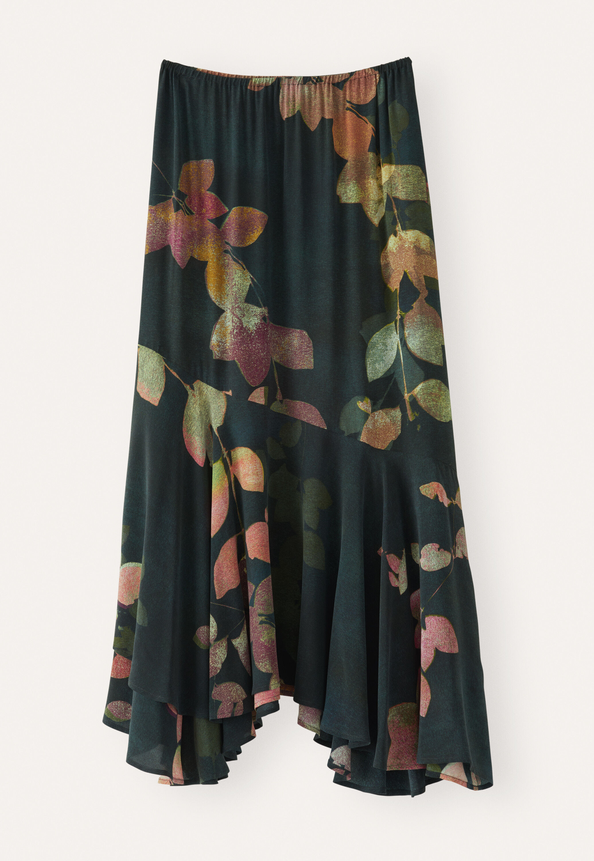 Asymmetric fluted hem skirt, Charcoal plum, large
