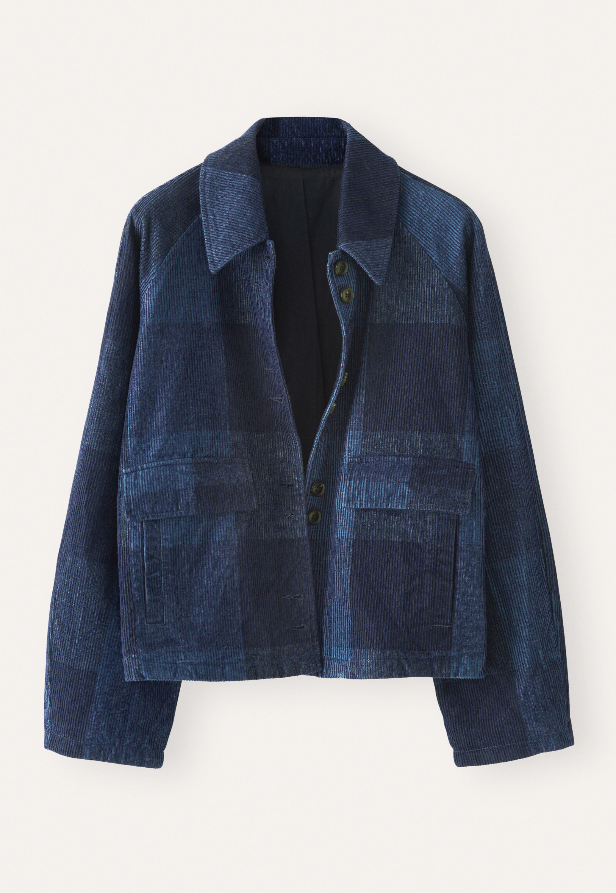Checked jacket, Dark indigo, large